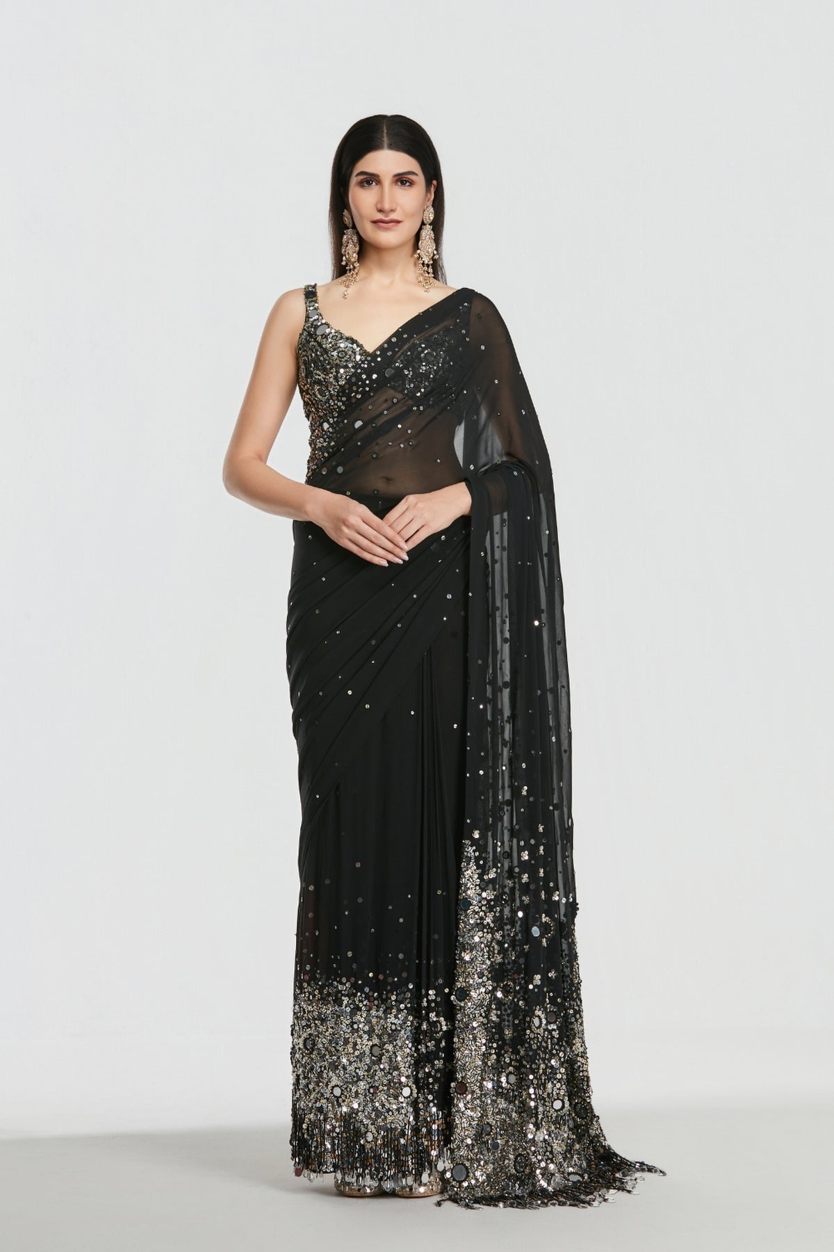 Shrine Deep Night Saree Set