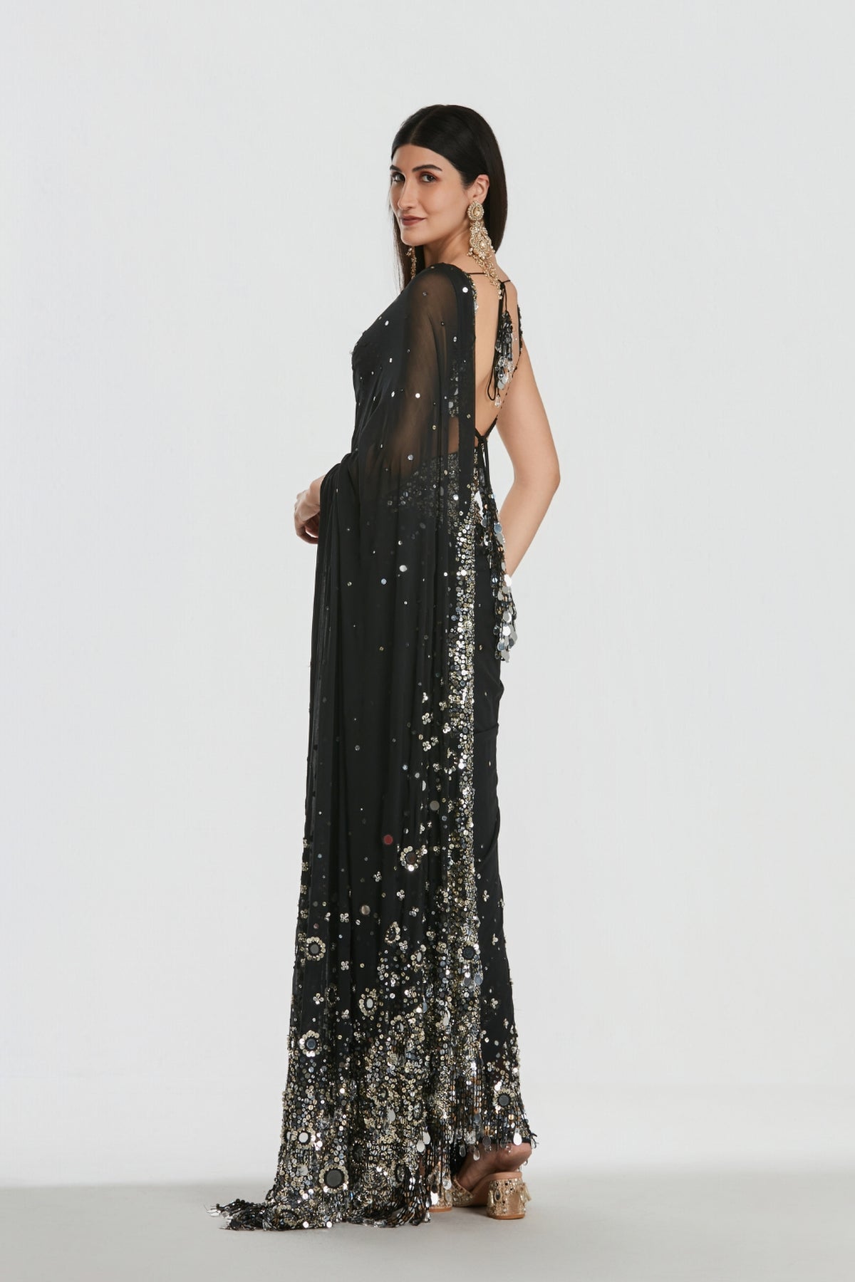 Shrine Deep Night Saree Set