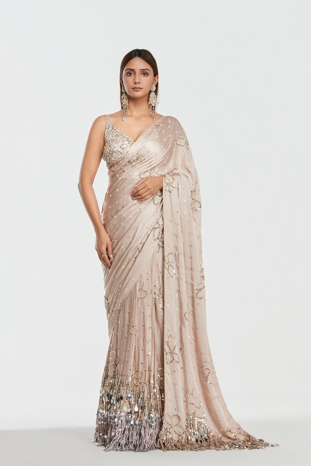 Shrine Shell Pink Saree Set