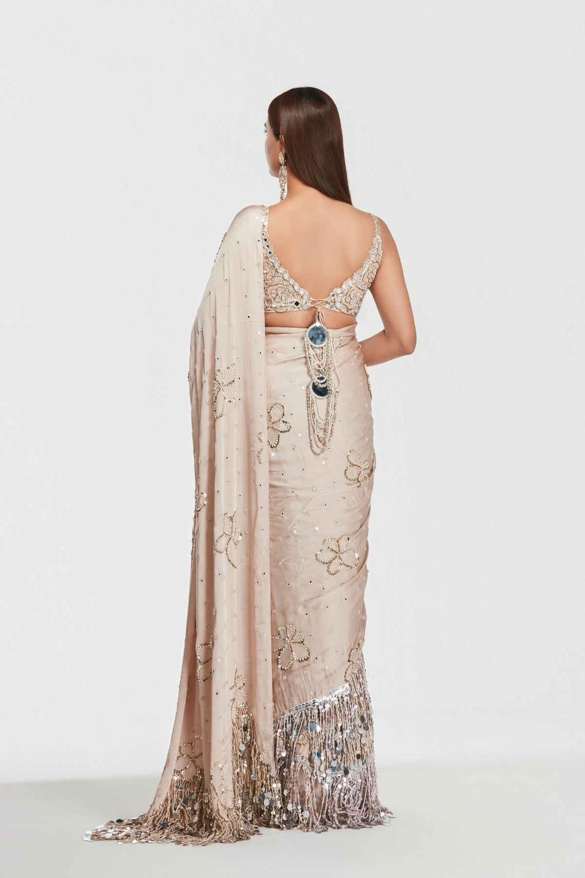 Shrine Shell Pink Saree Set