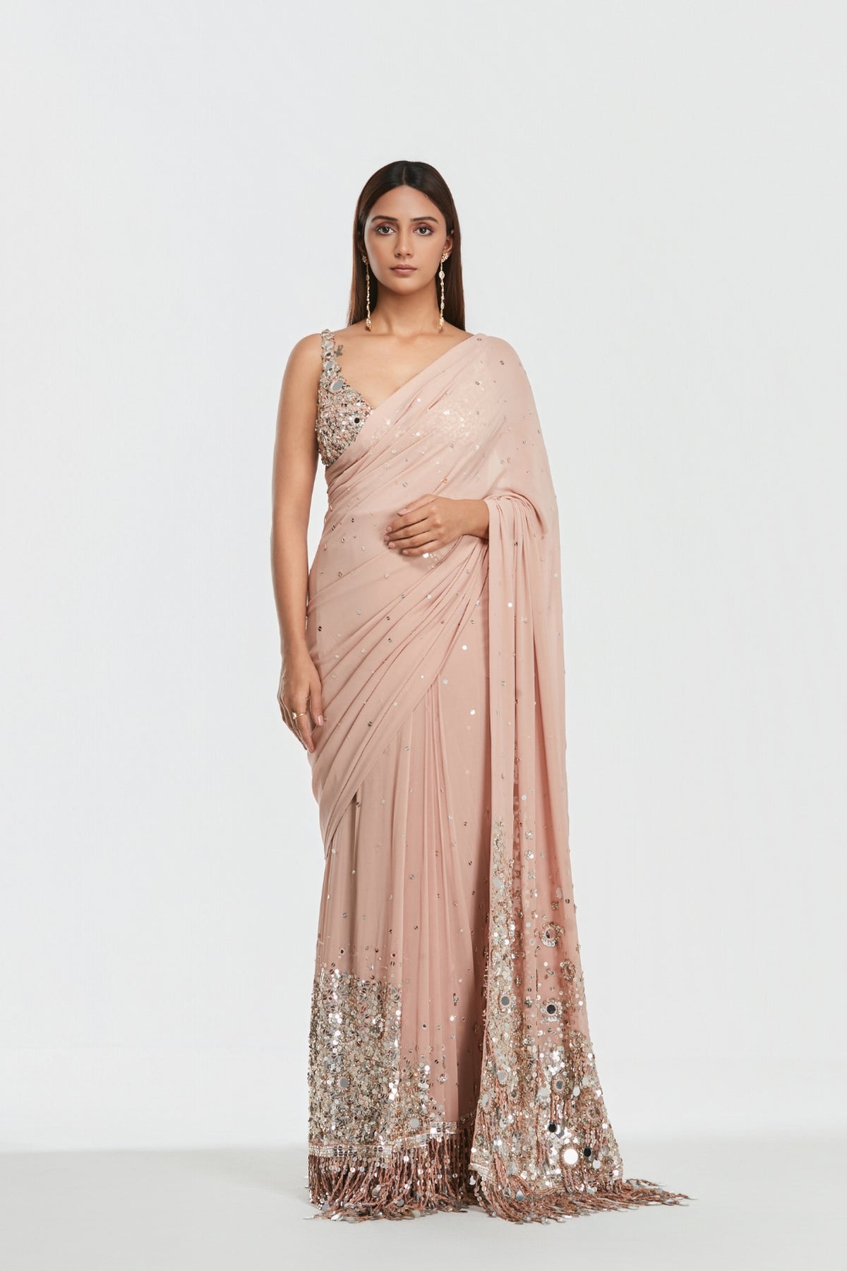 Shrine Ballet Pink Saree Set
