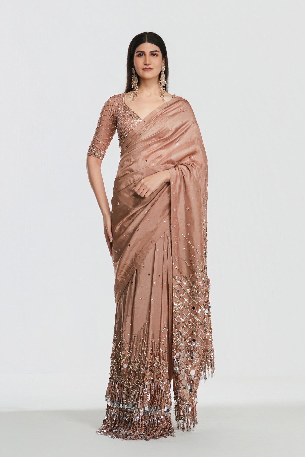 Shrine Coral Saree Set