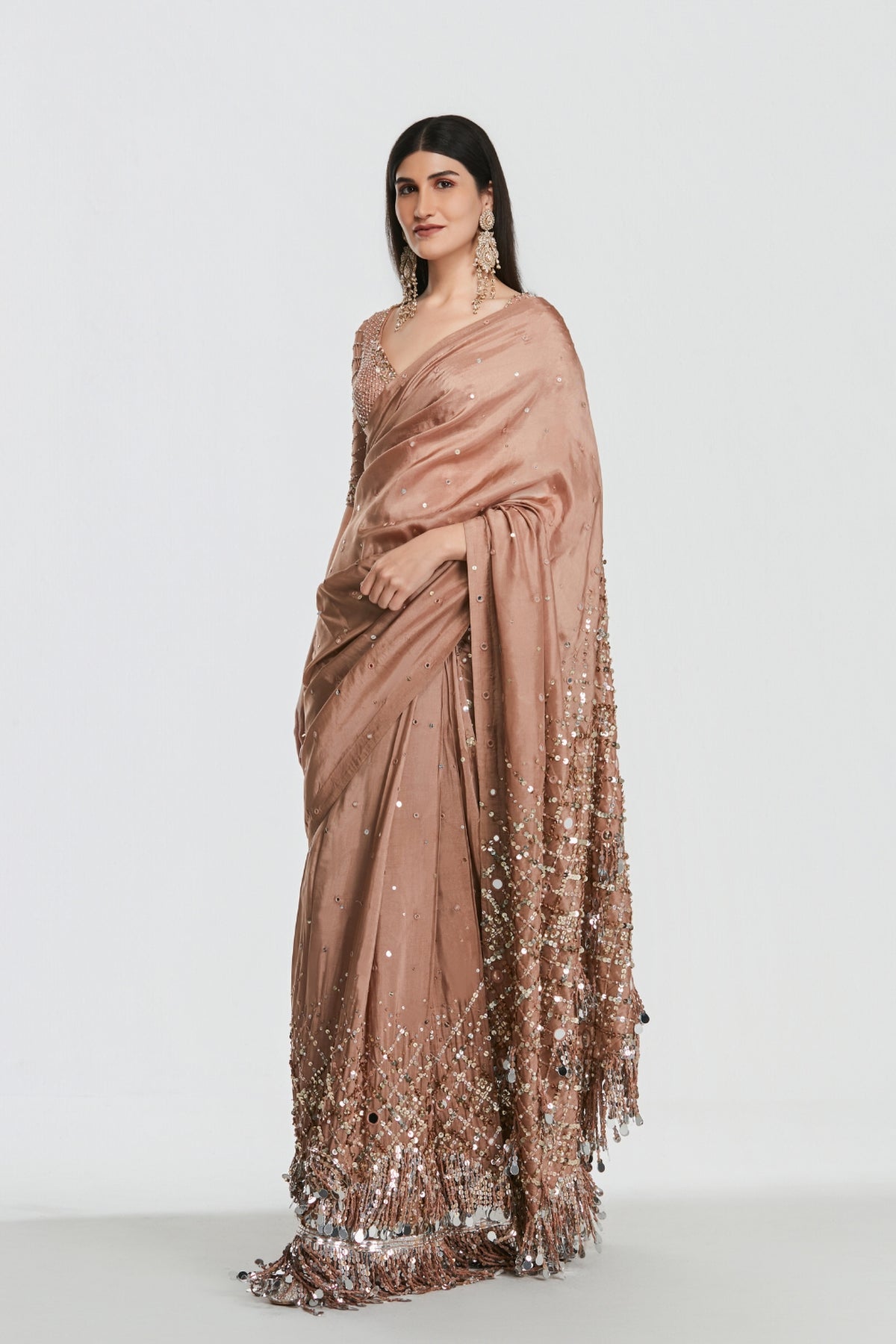 Shrine Coral Saree Set
