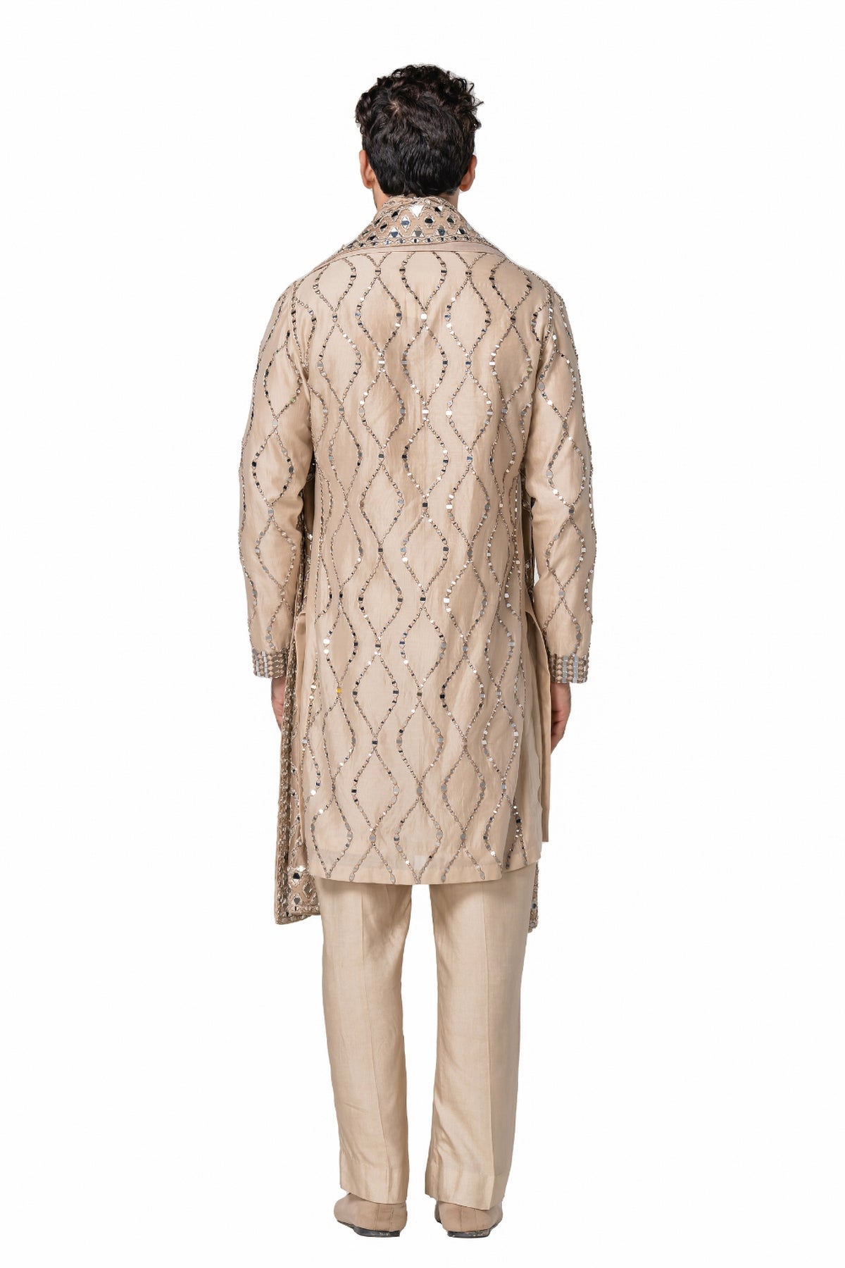 Beige heavy chanderi kurta