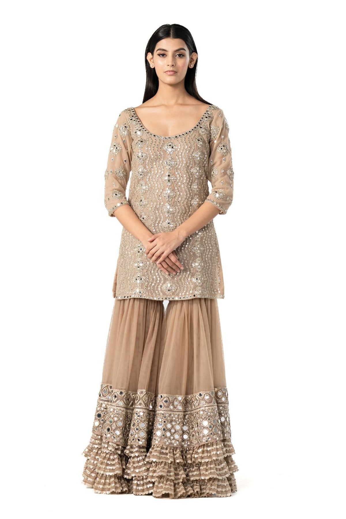 Moon grey sharara set