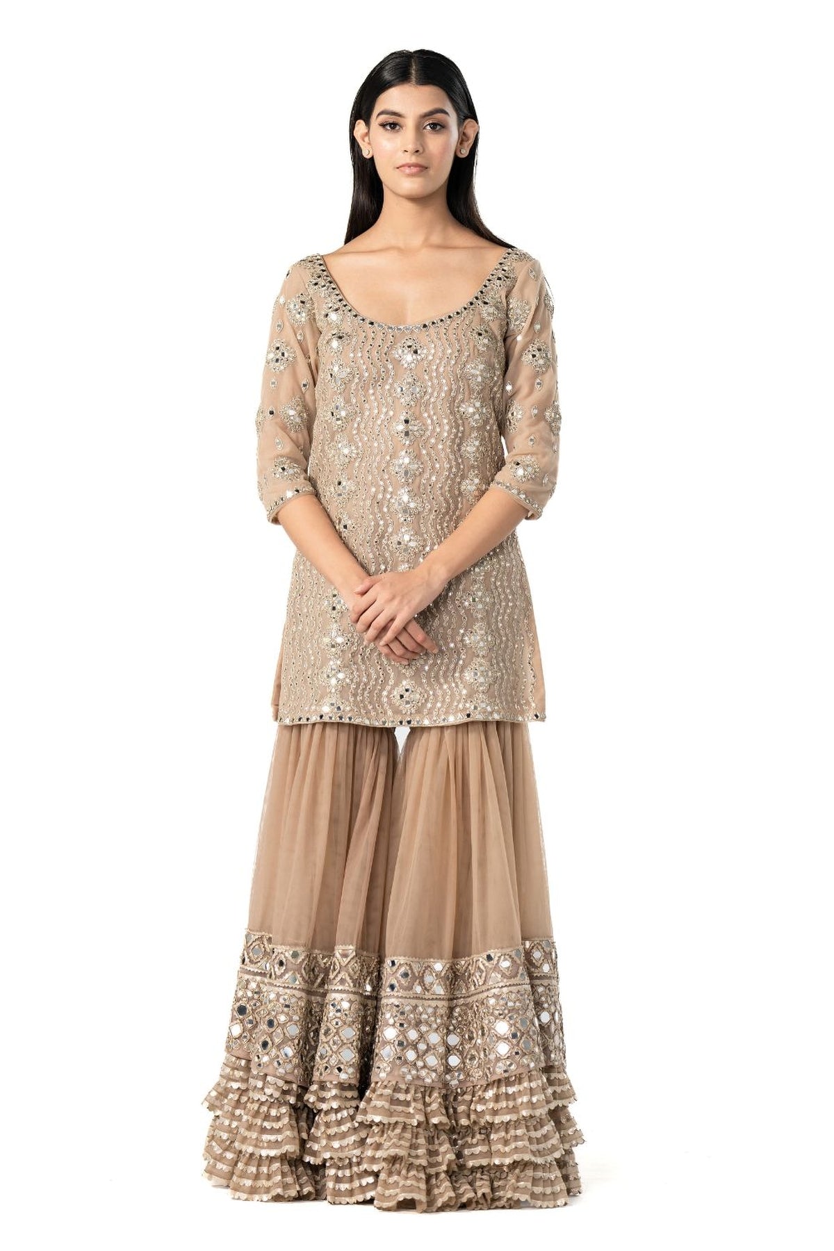 Moon grey sharara set