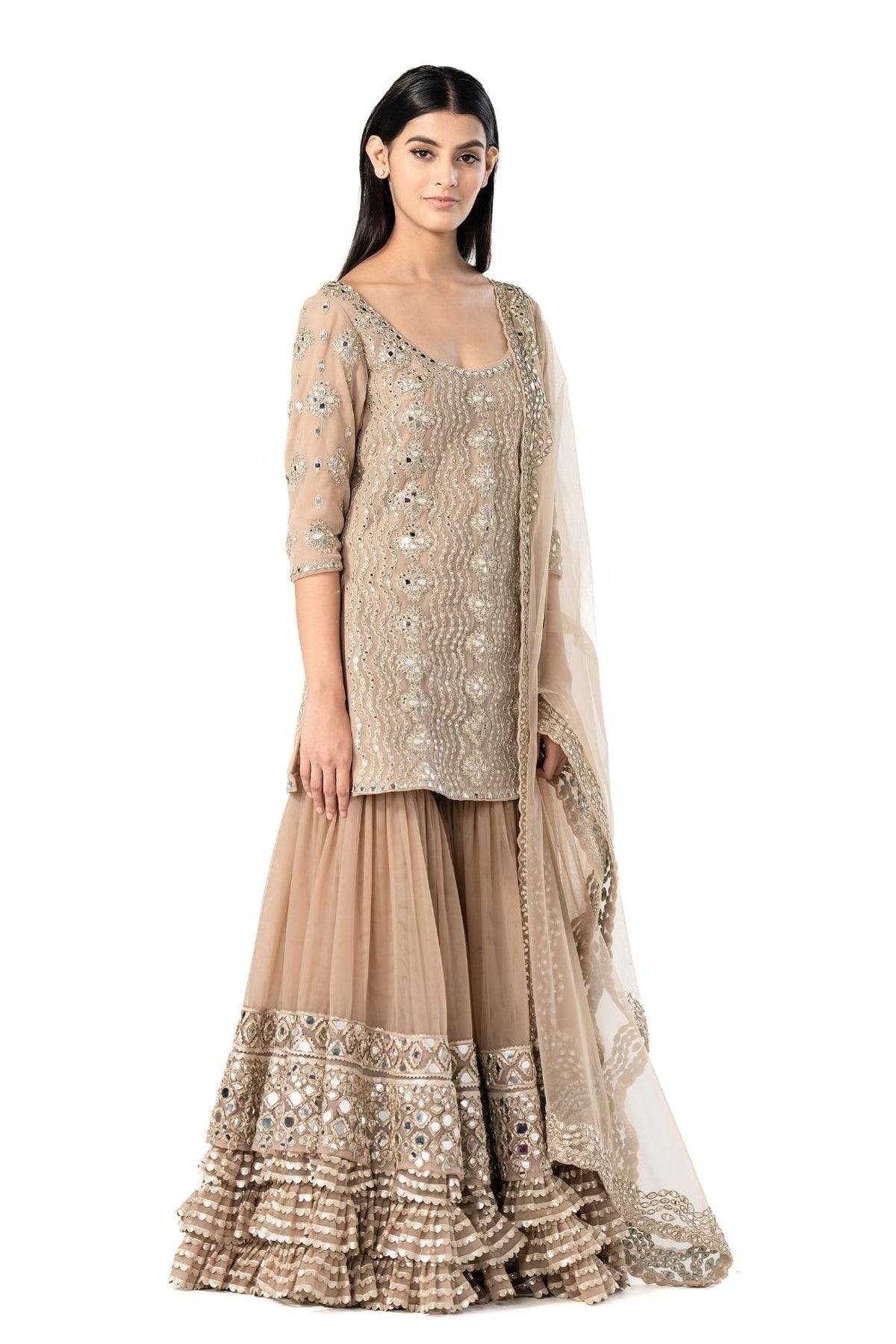 Moon grey sharara set