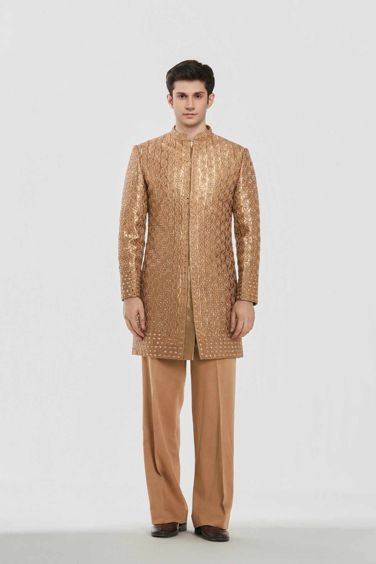 Shrine Antiqe Gold Sherwani Set