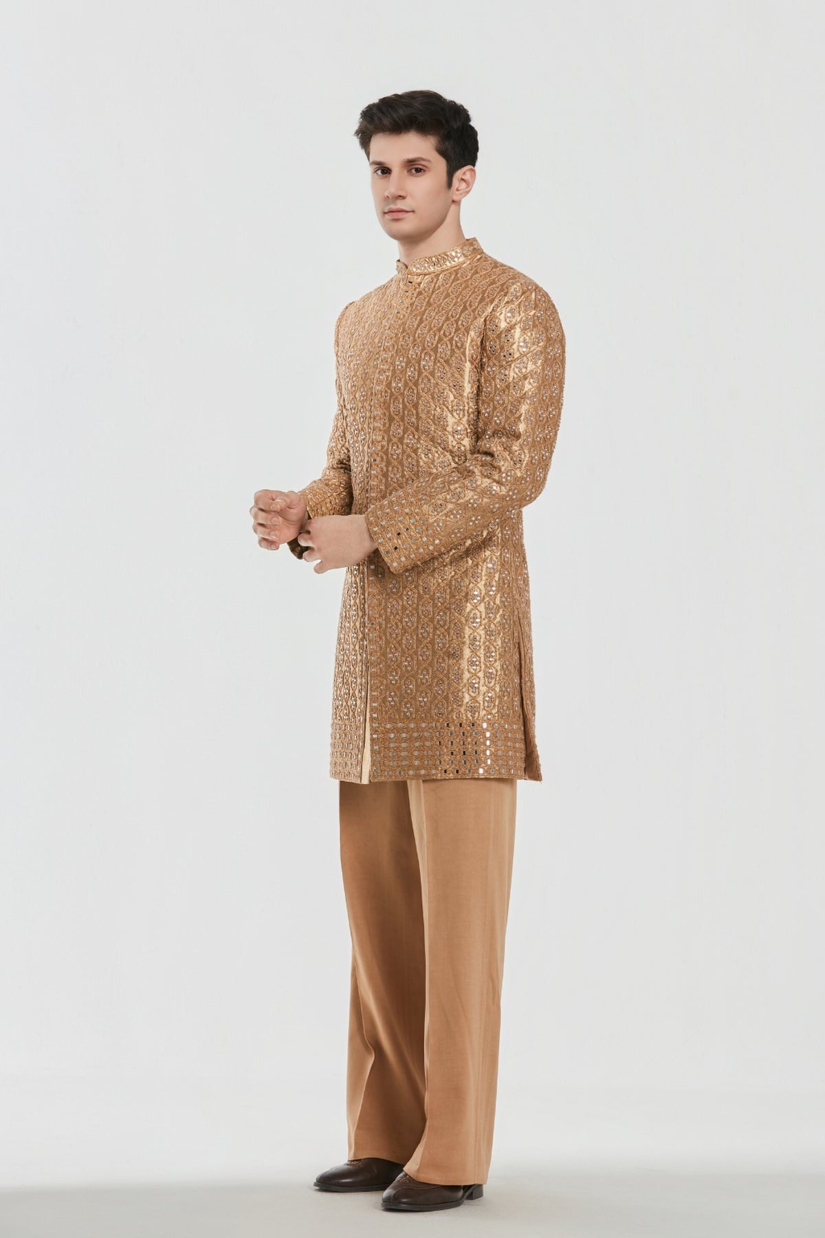 Shrine Antiqe Gold Sherwani Set