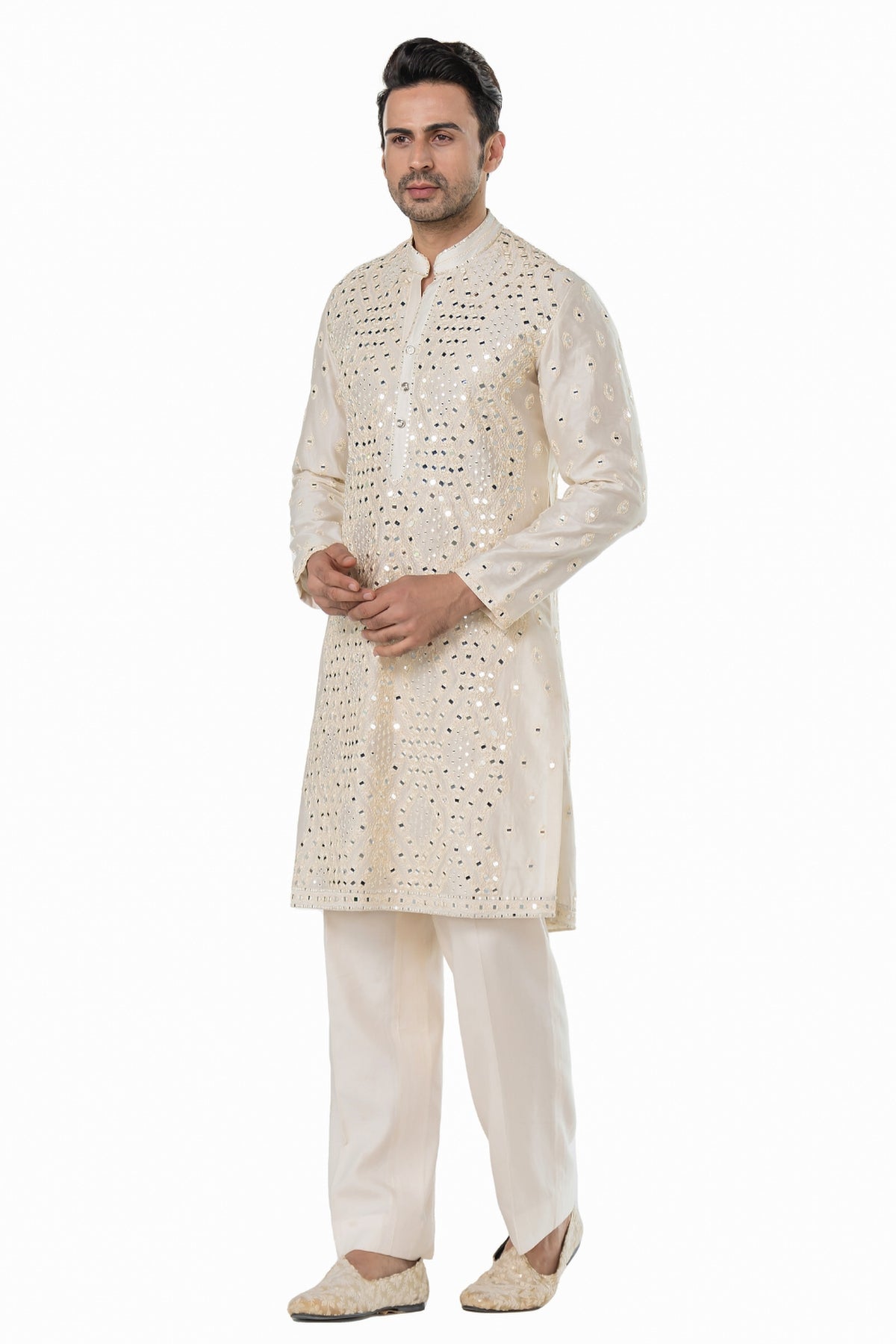 Ivory heavy chanderi kurta