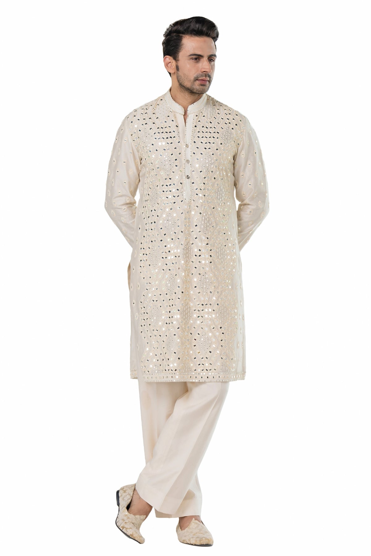 Ivory heavy chanderi kurta
