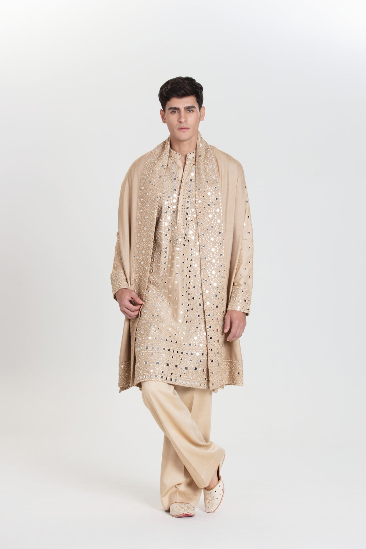 Beige Diamond Kurta Set