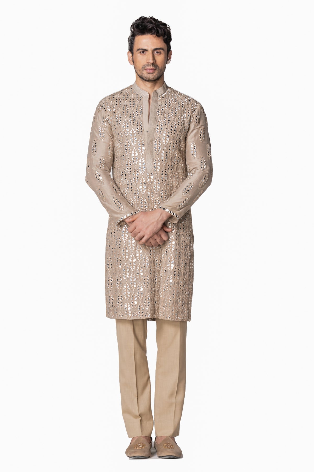 Grey heavy chanderi kurta