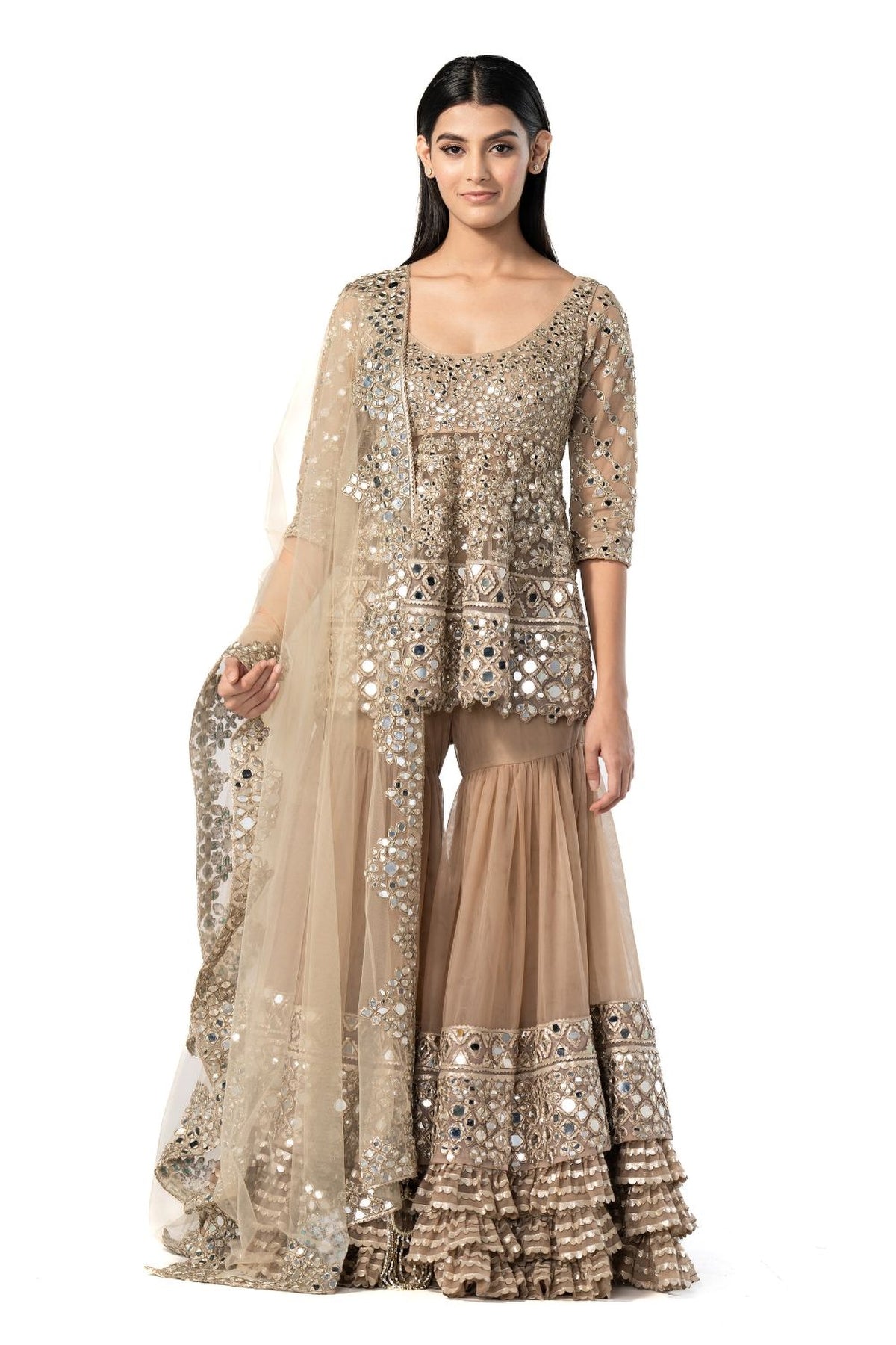 Moon Grey kurta sharara set