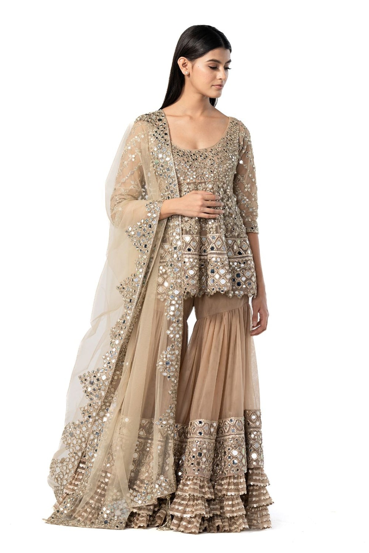 Moon Grey kurta sharara set