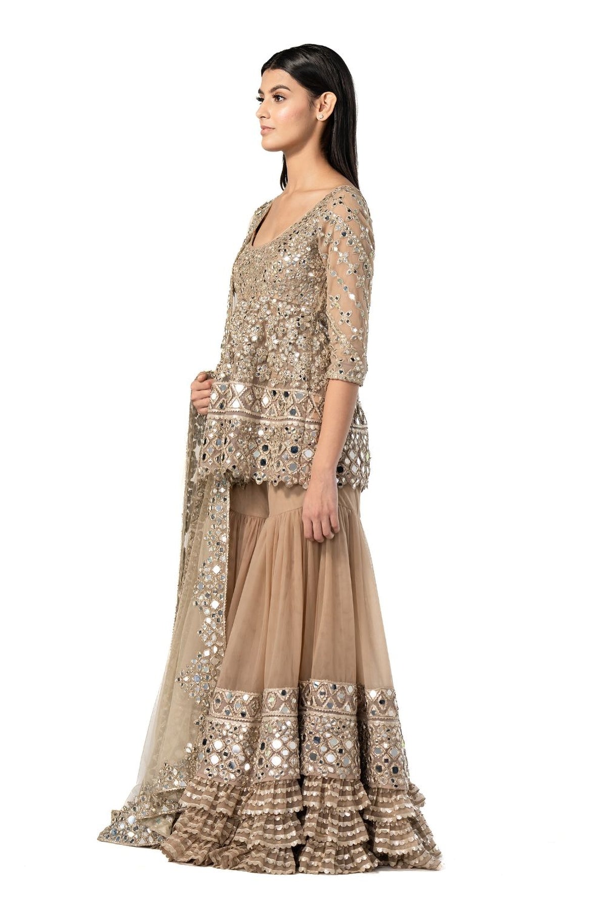 Moon Grey kurta sharara set