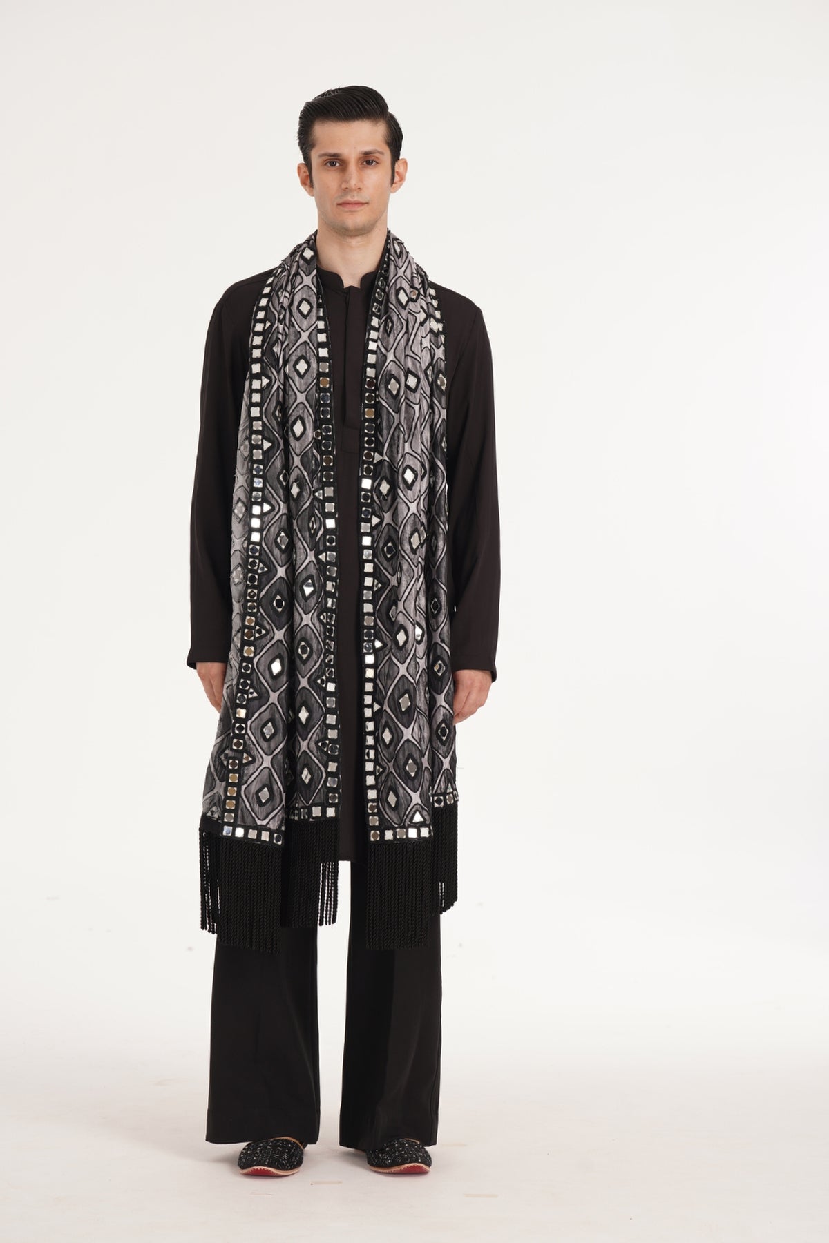 Kalbeliya Men's Black Kurta Set