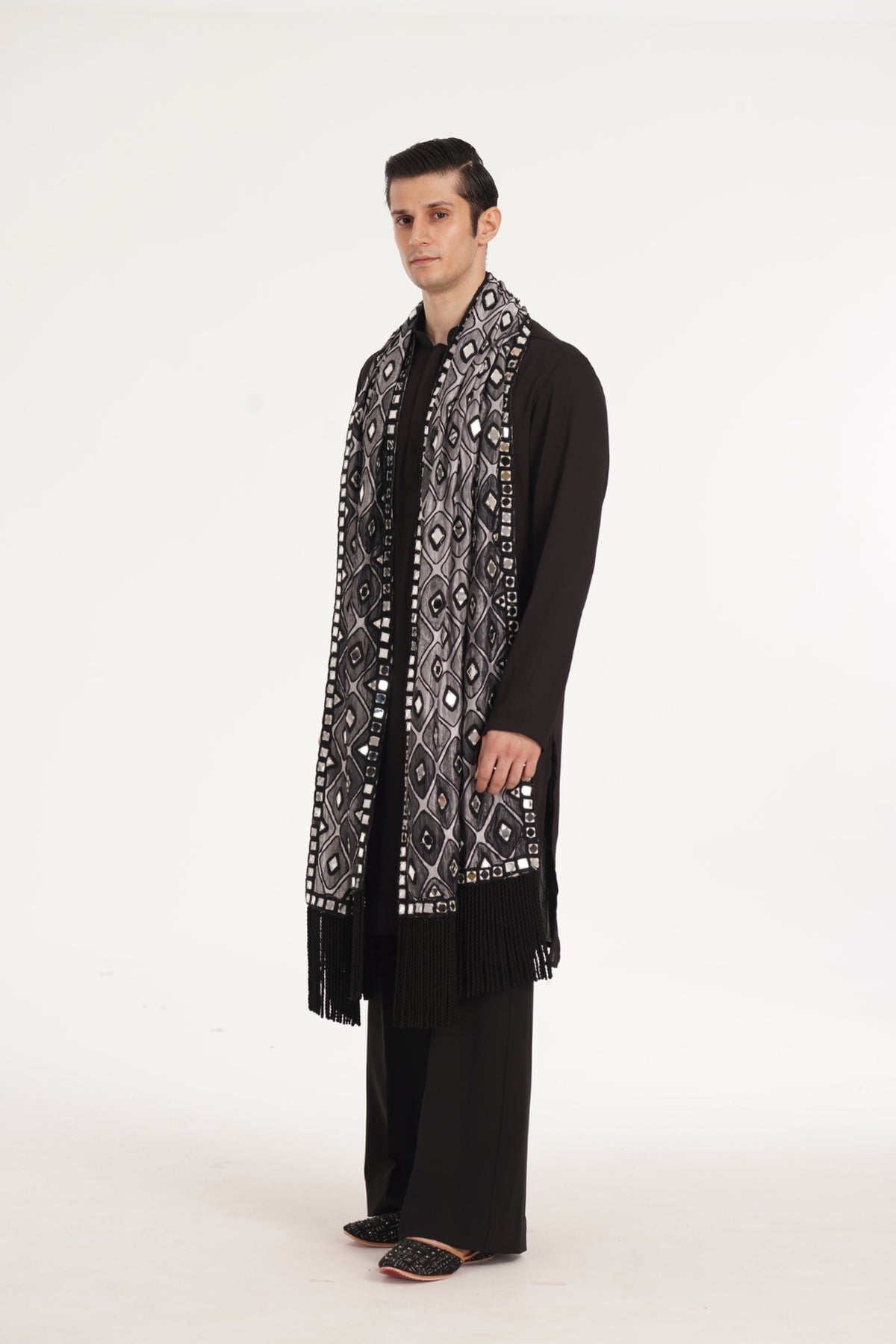 Kalbeliya Men's Black Kurta Set