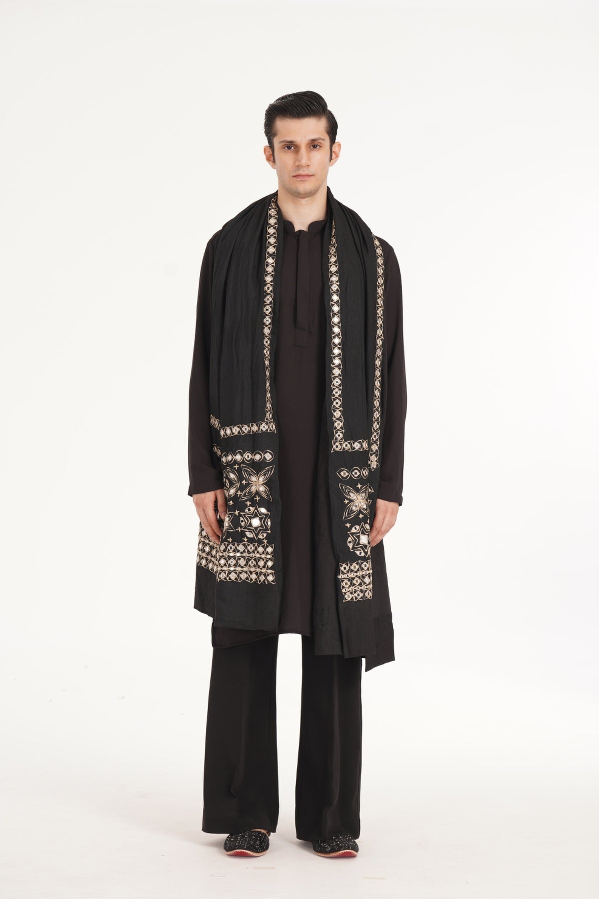 Kalbeliya Men's Black Kurta Set