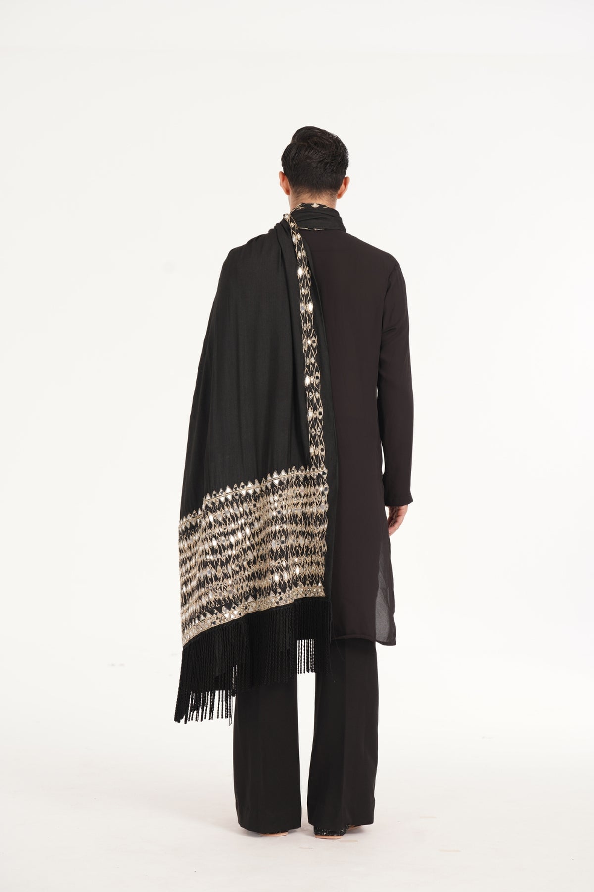 Kalbeliya Men's Black Kurta Set