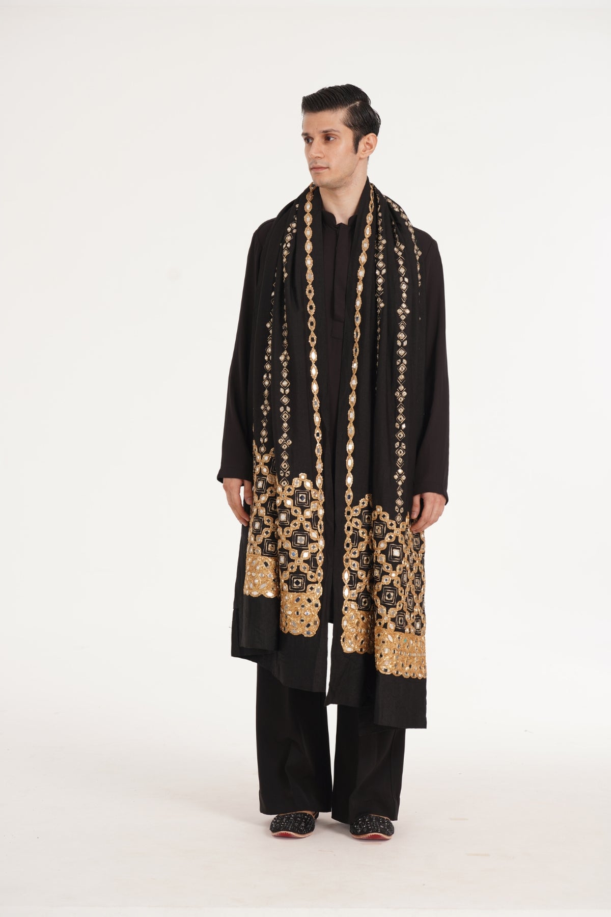 Kalbeliya Men's Black Kurta Set