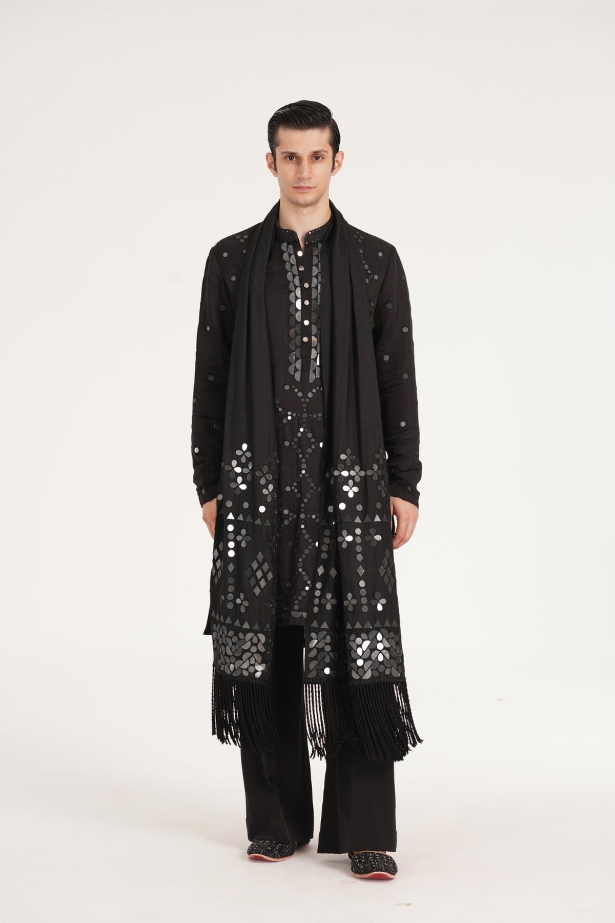 Kalbeliya Men's Black Kurta Set