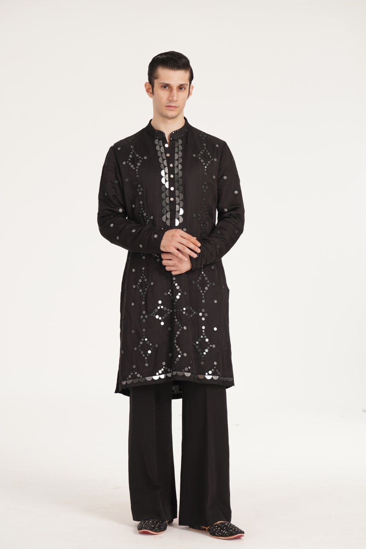 Kalbeliya Men's Black Kurta Set