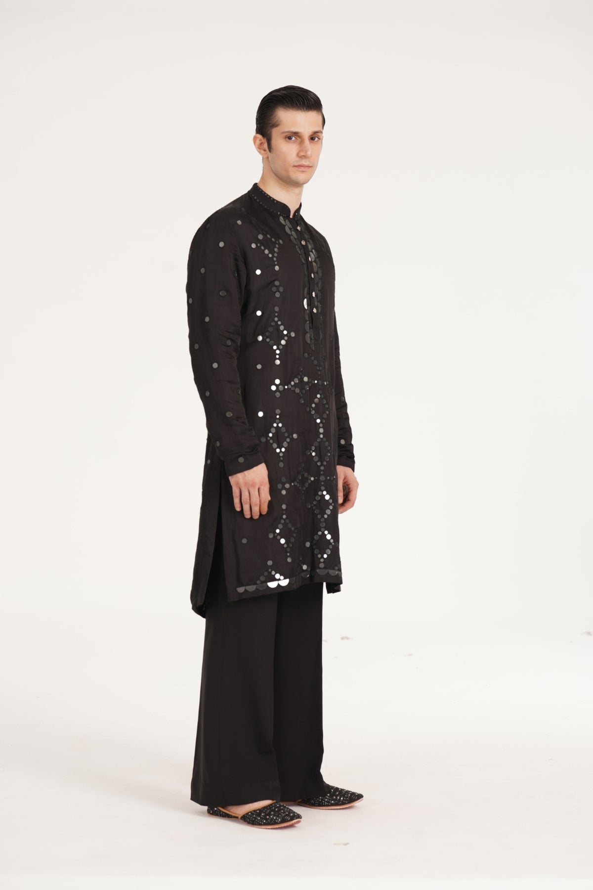 Kalbeliya Men's Black Kurta Set