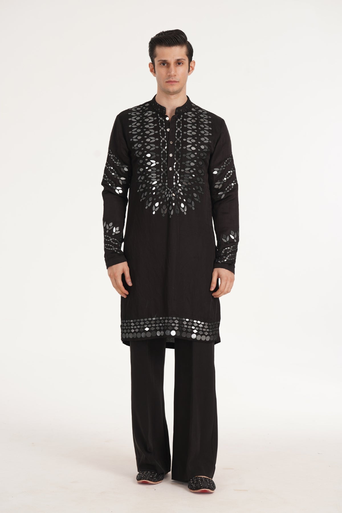 Kalbeliya Men's Black Kurta Set