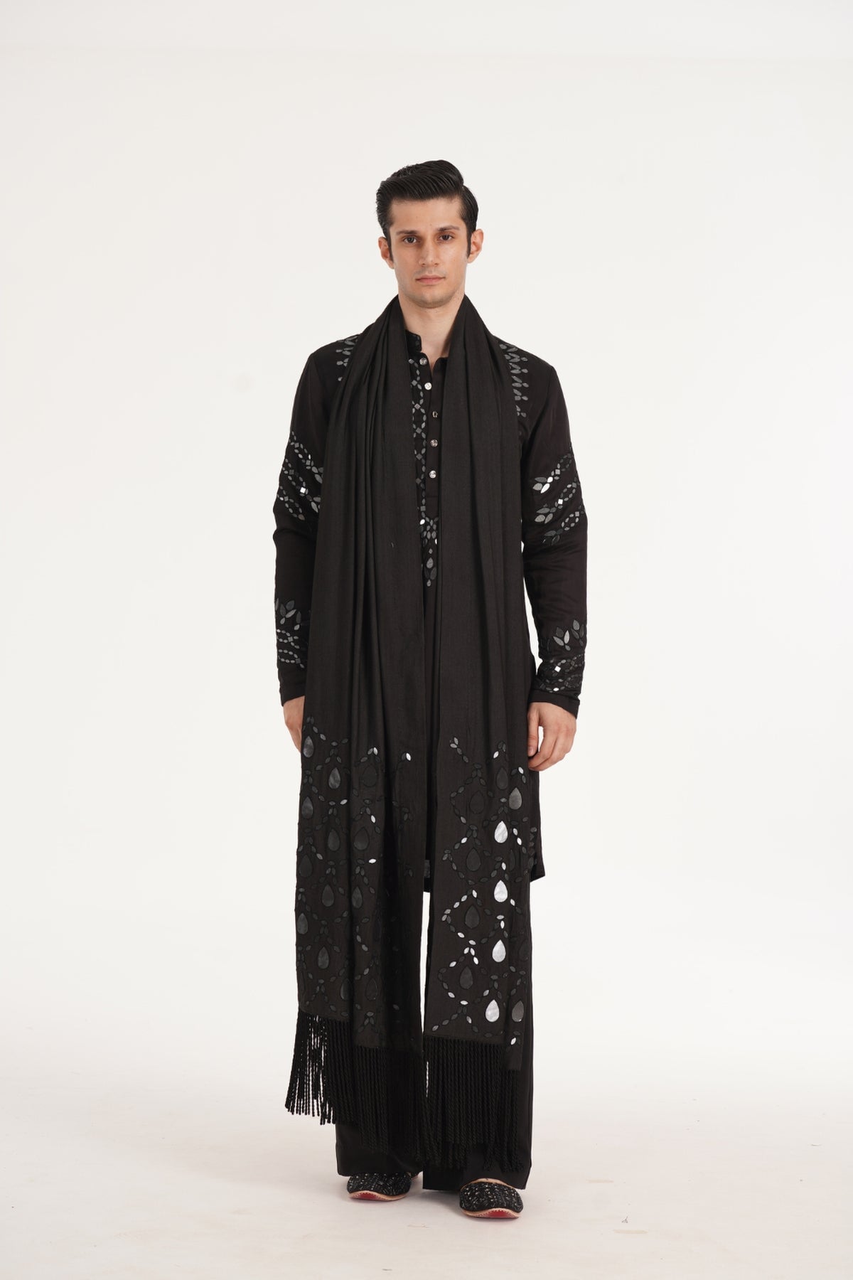 Kalbeliya Men's Black Kurta Set