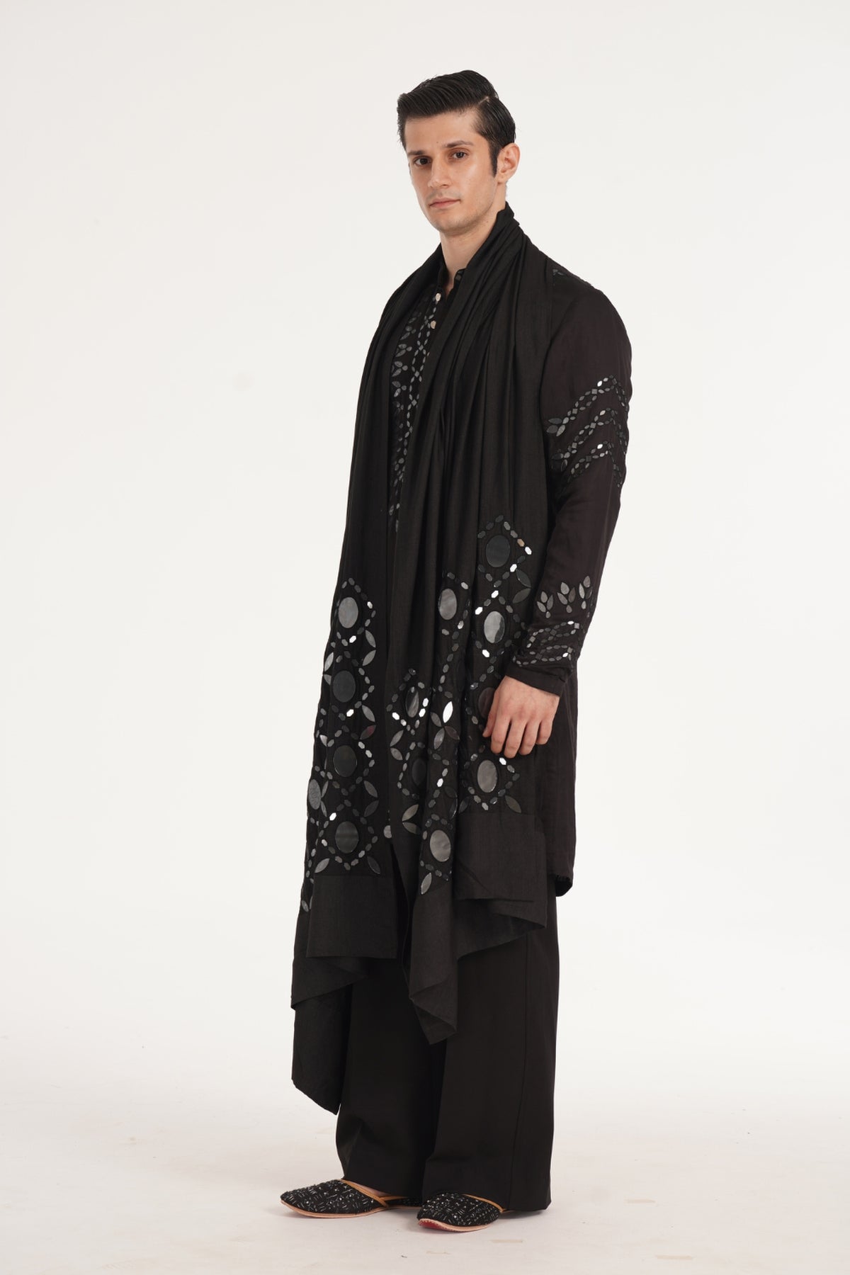 Kalbeliya Men's Black Kurta Set