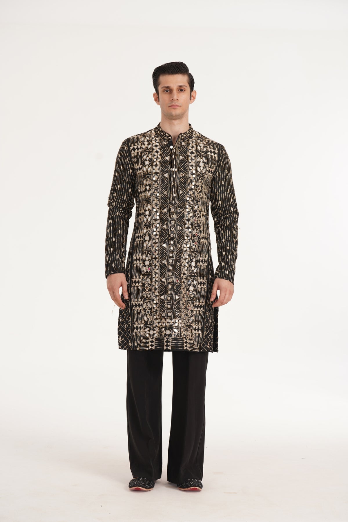 Kalbeliya Men's Black Kurta Set