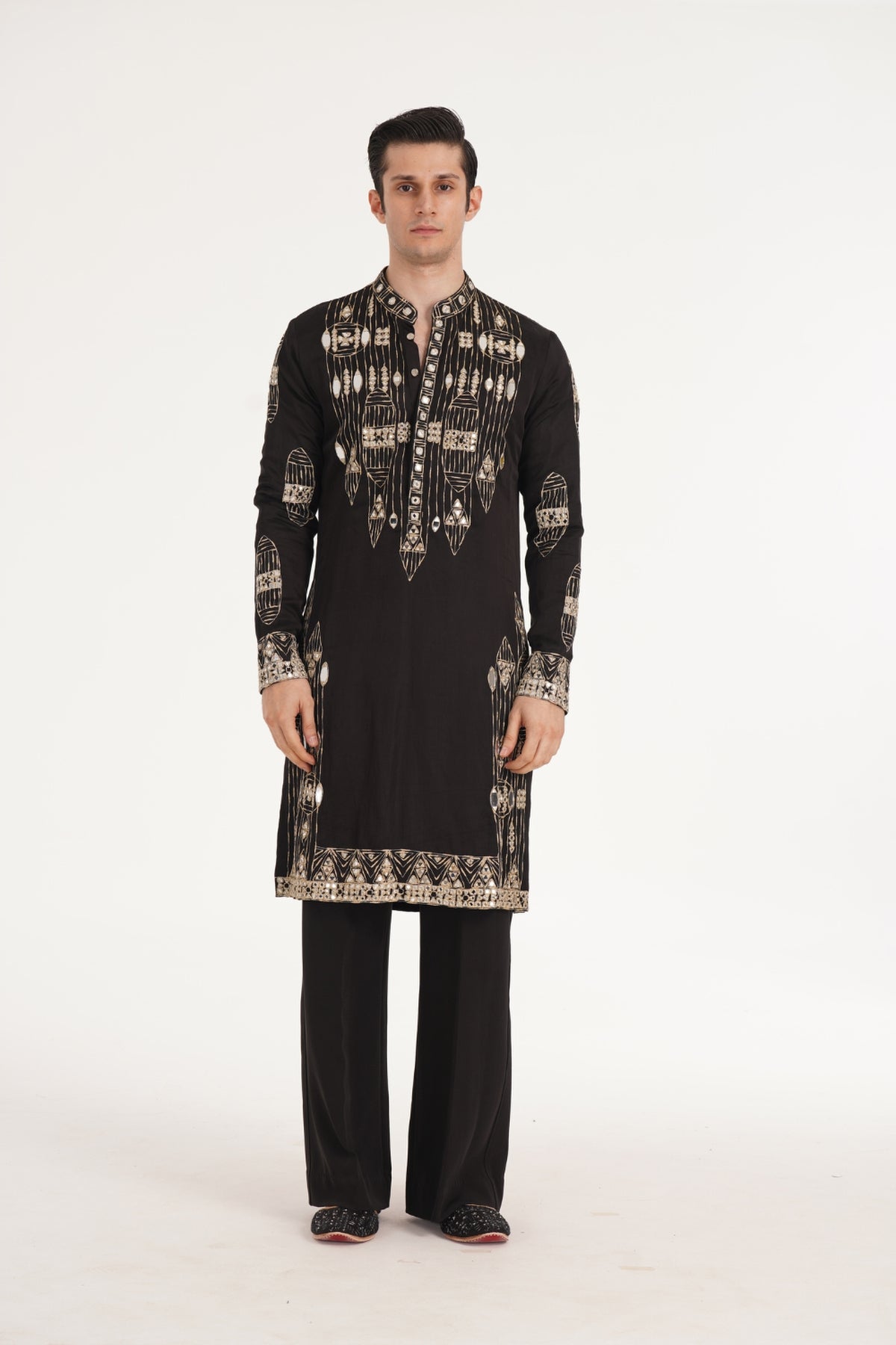 Kalbeliya Men's Black Kurta Set