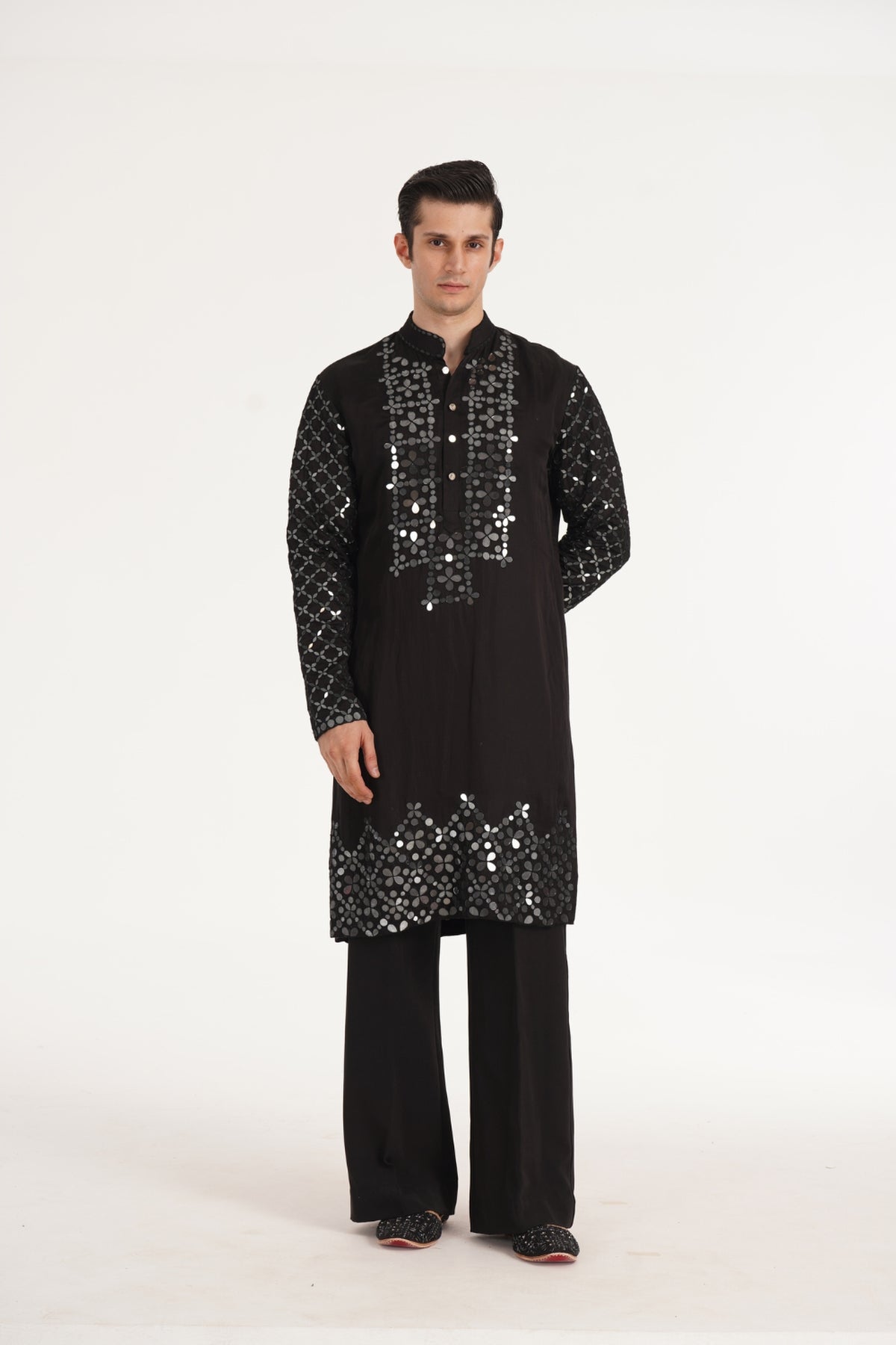 Kalbeliya Men's Black Kurta Set