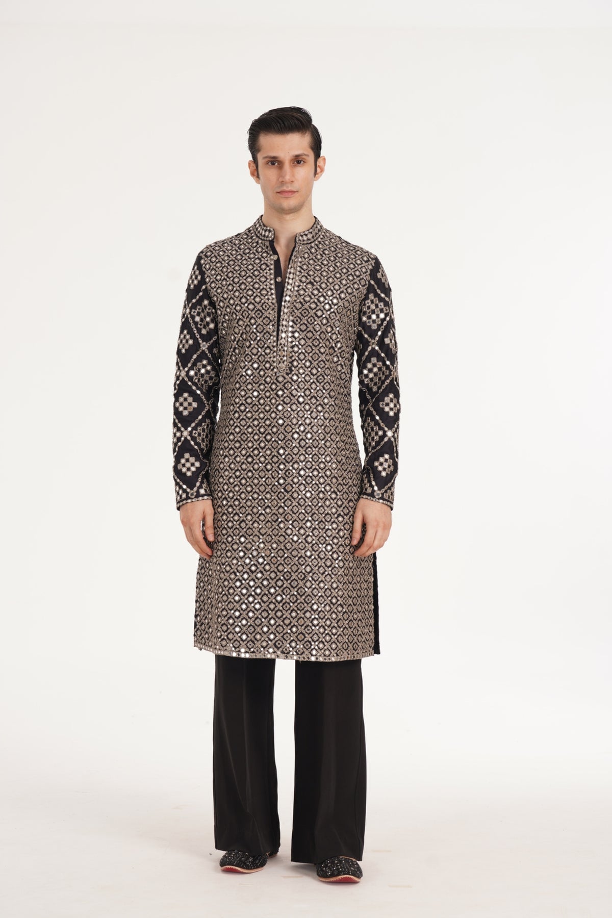 Kalbeliya Men's Black Kurta Set