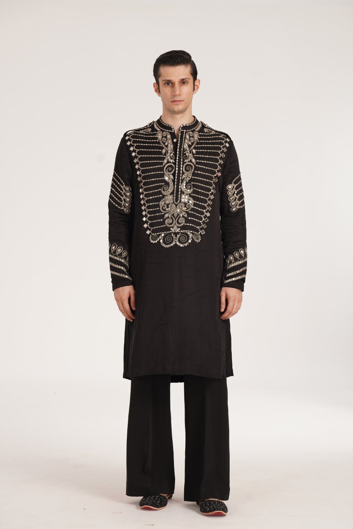 Kalbeliya Men's Black Kurta Set