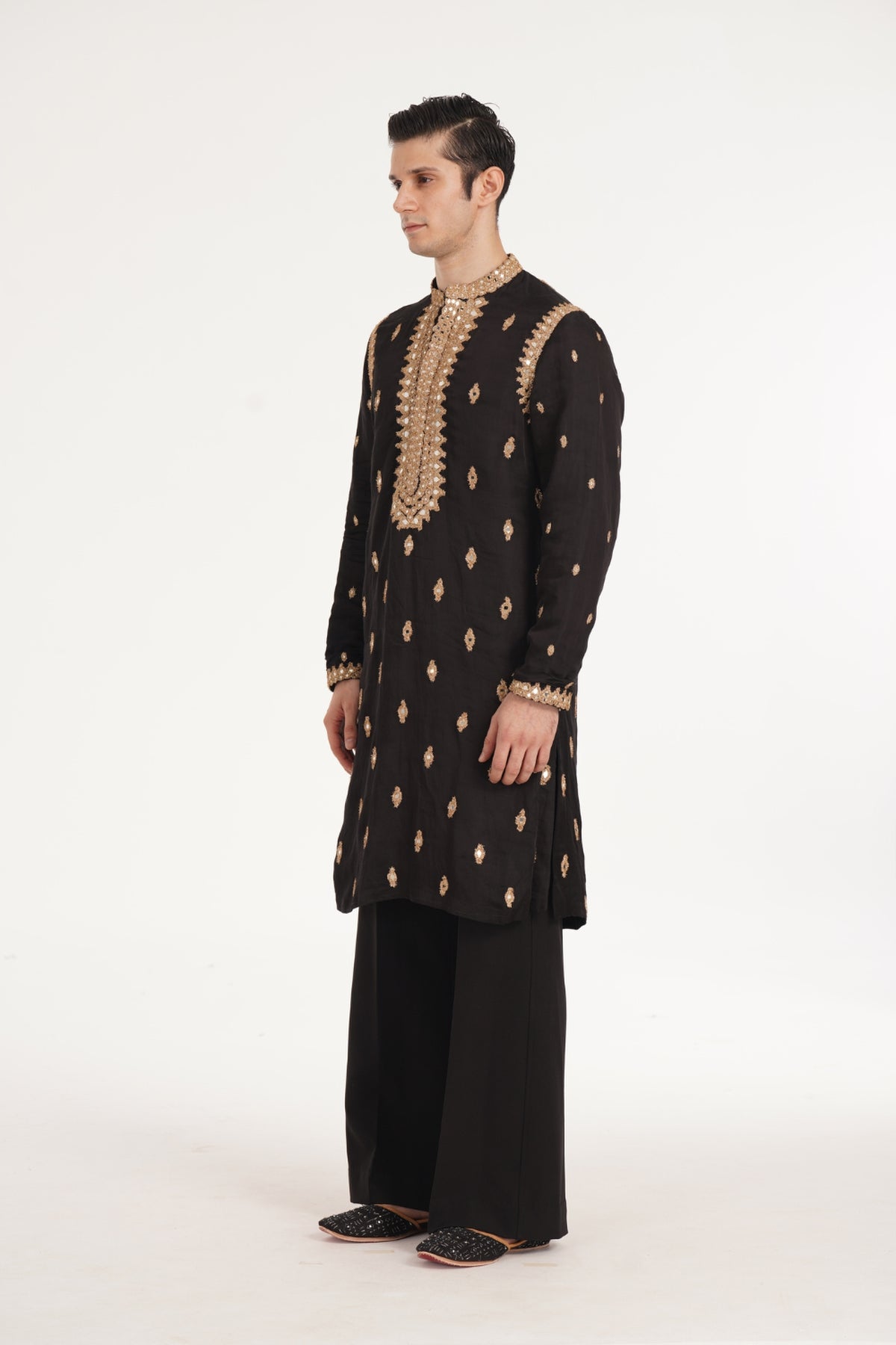 Kalbeliya Men's Black Kurta Set