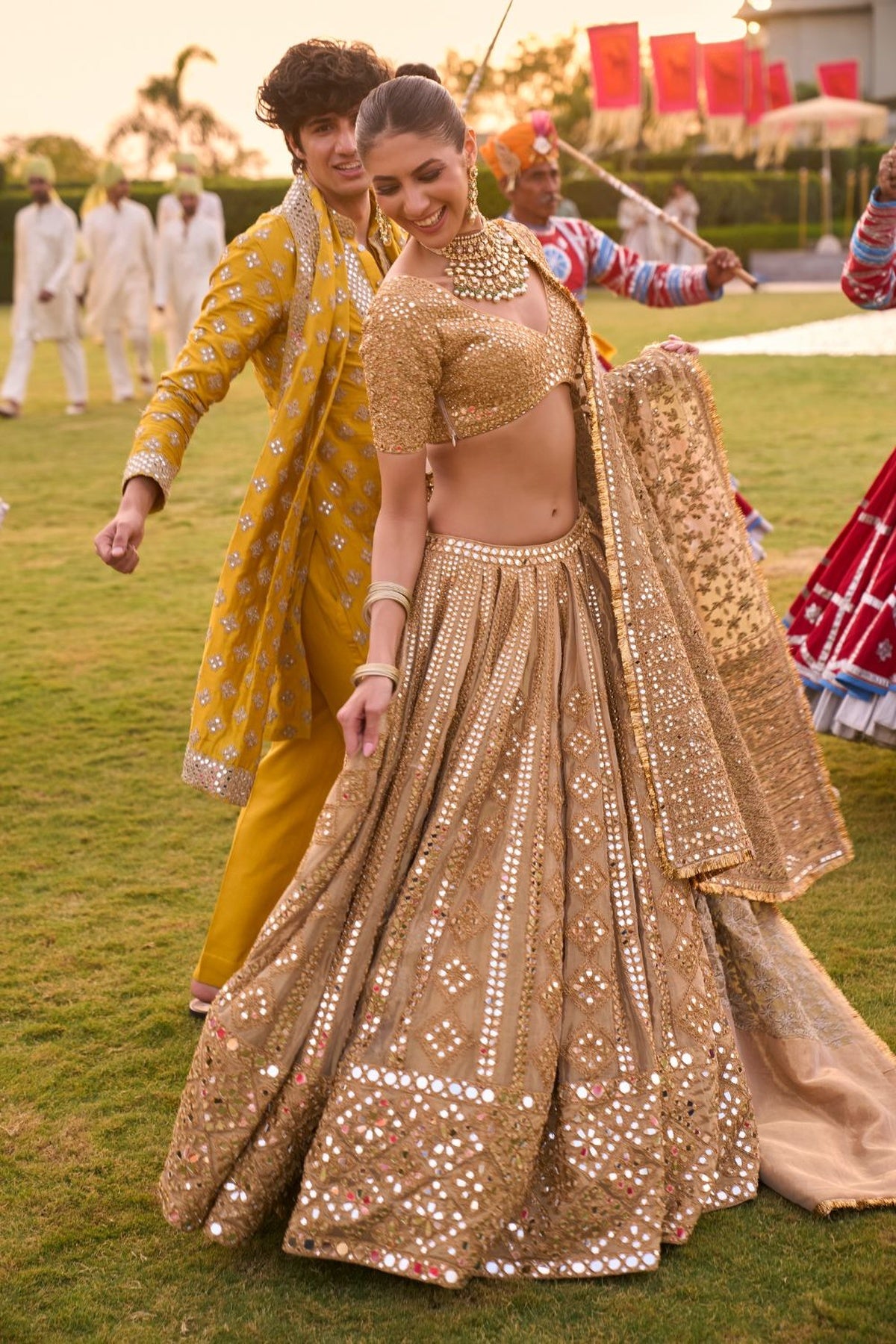 PATTERN TISSUE LEHENGA SET