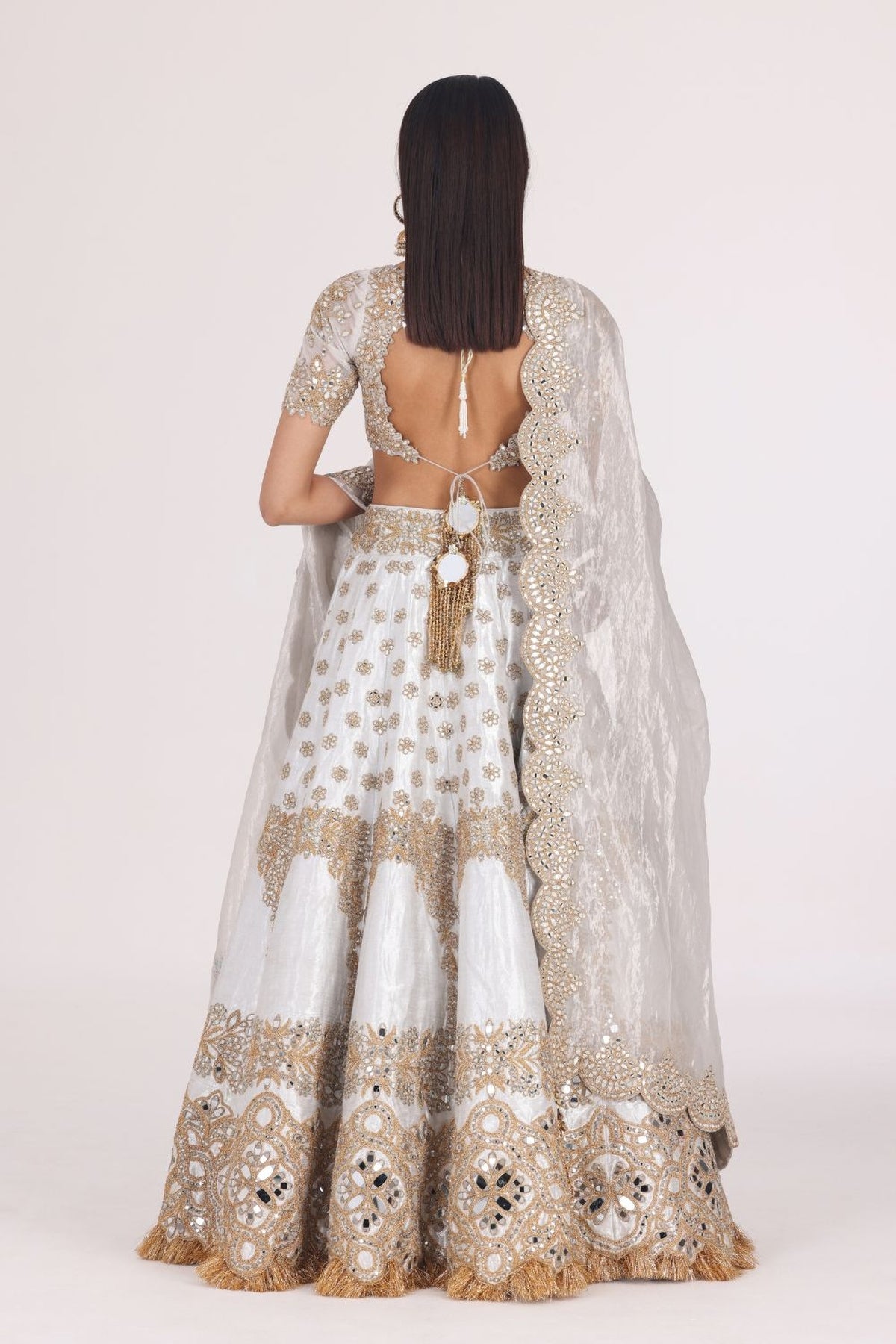 SILVER GOLDEN EMBELLISHED LEHENGA SET