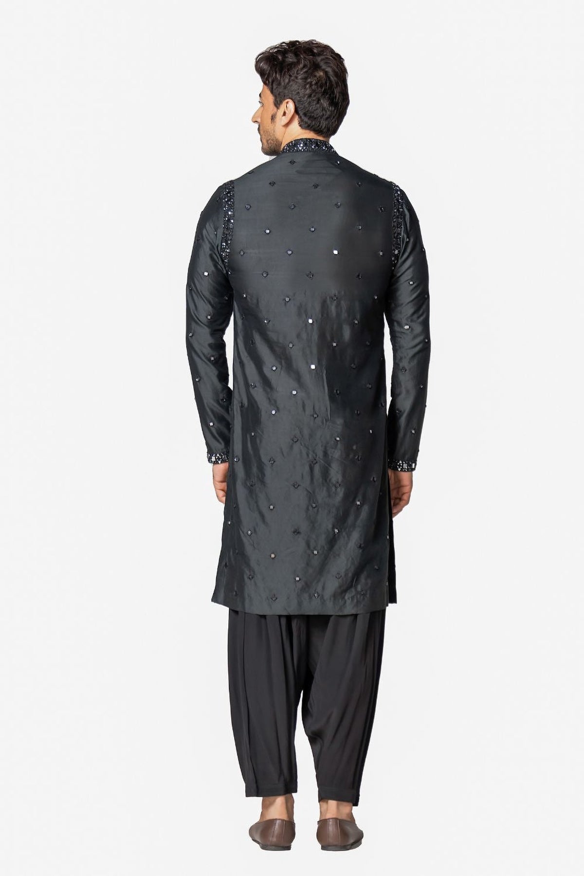Black heavy chanderi kurta