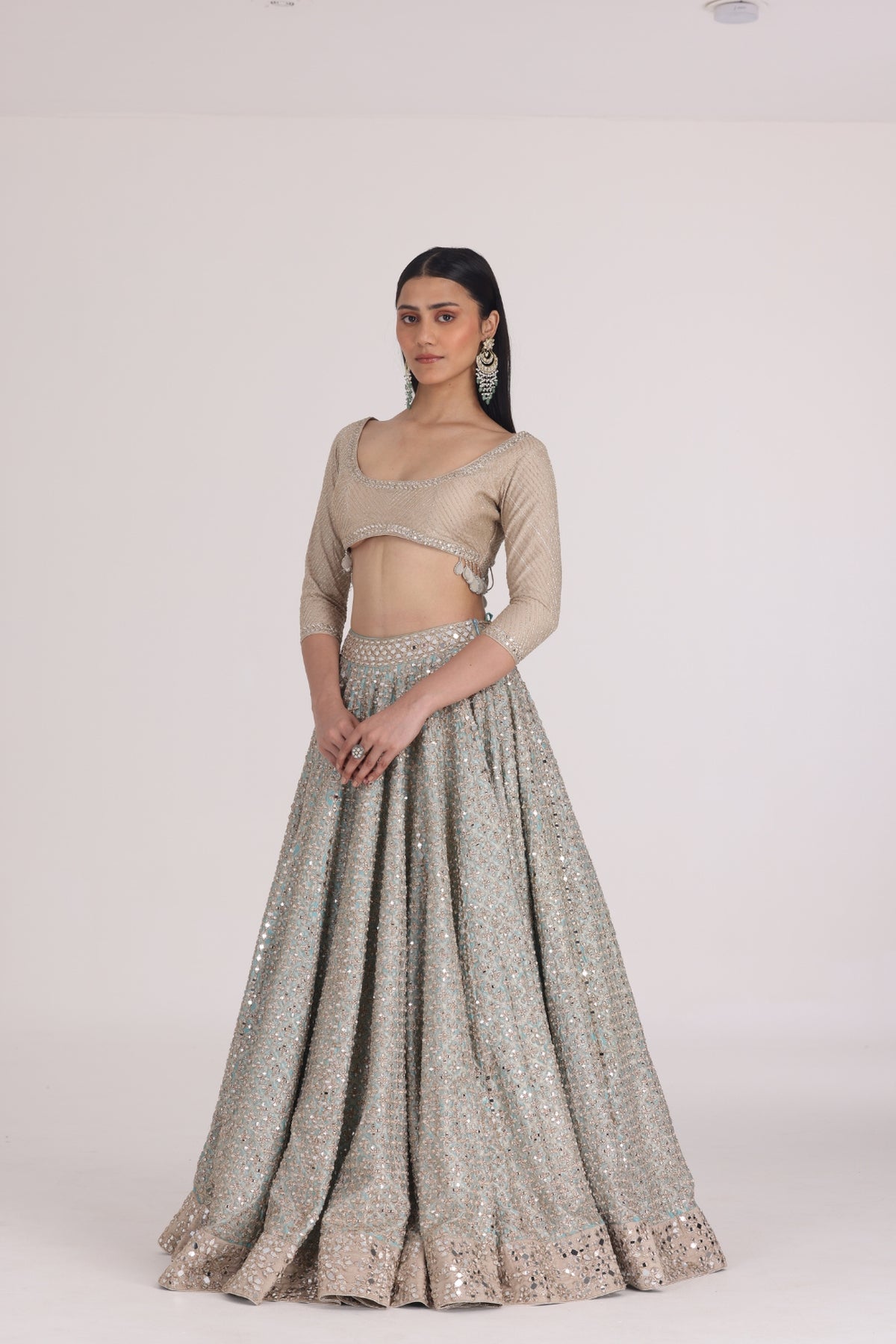 SKYBLUE PINK LEHENGA SET