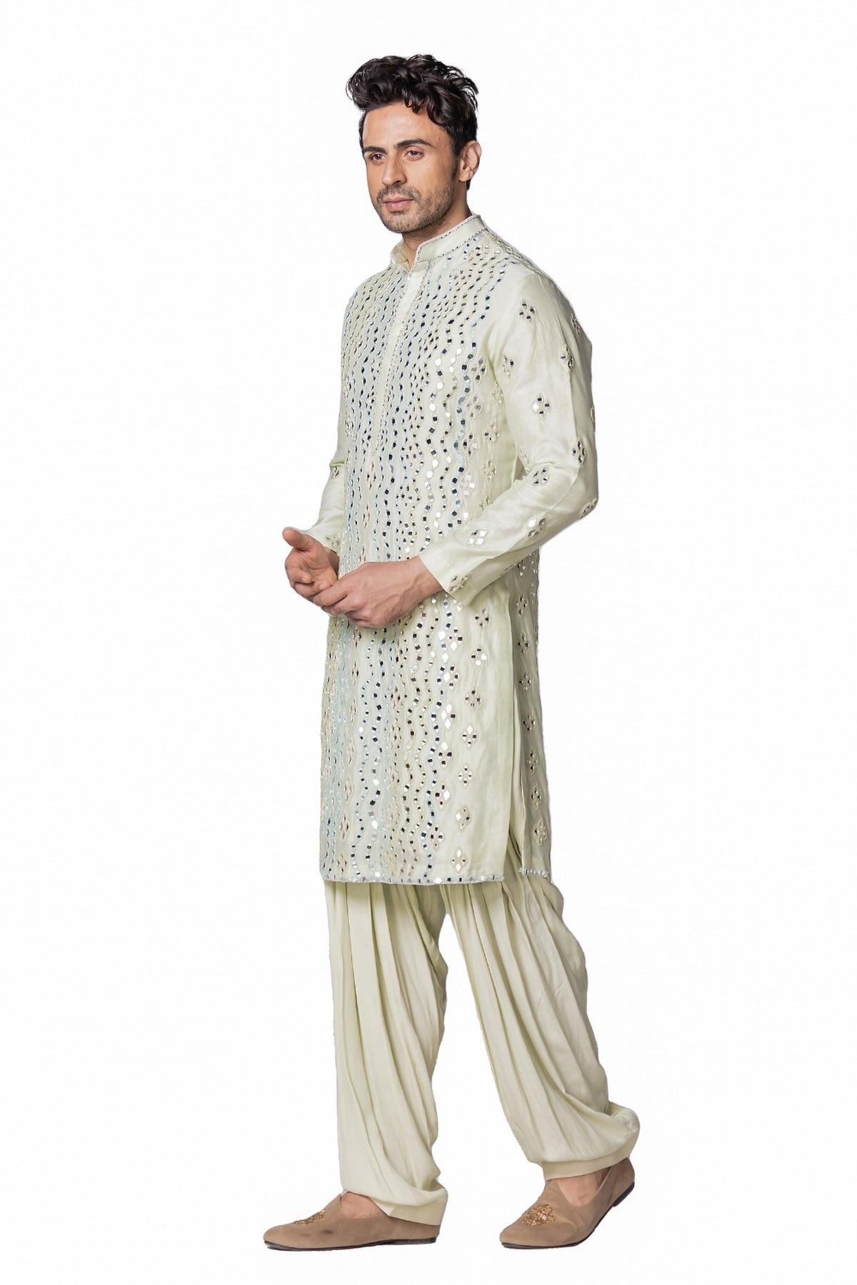 Mint green with pastel shades kurta