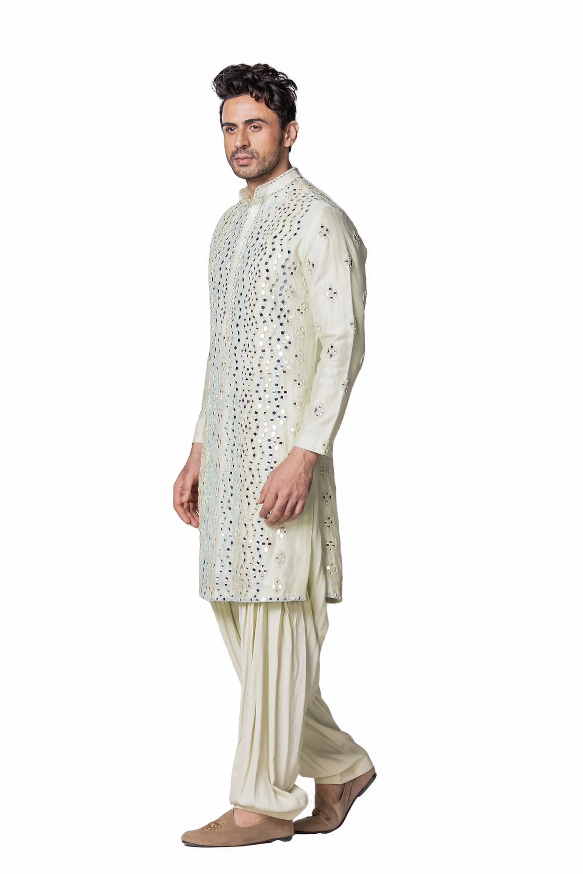 Mint green with pastel shades kurta