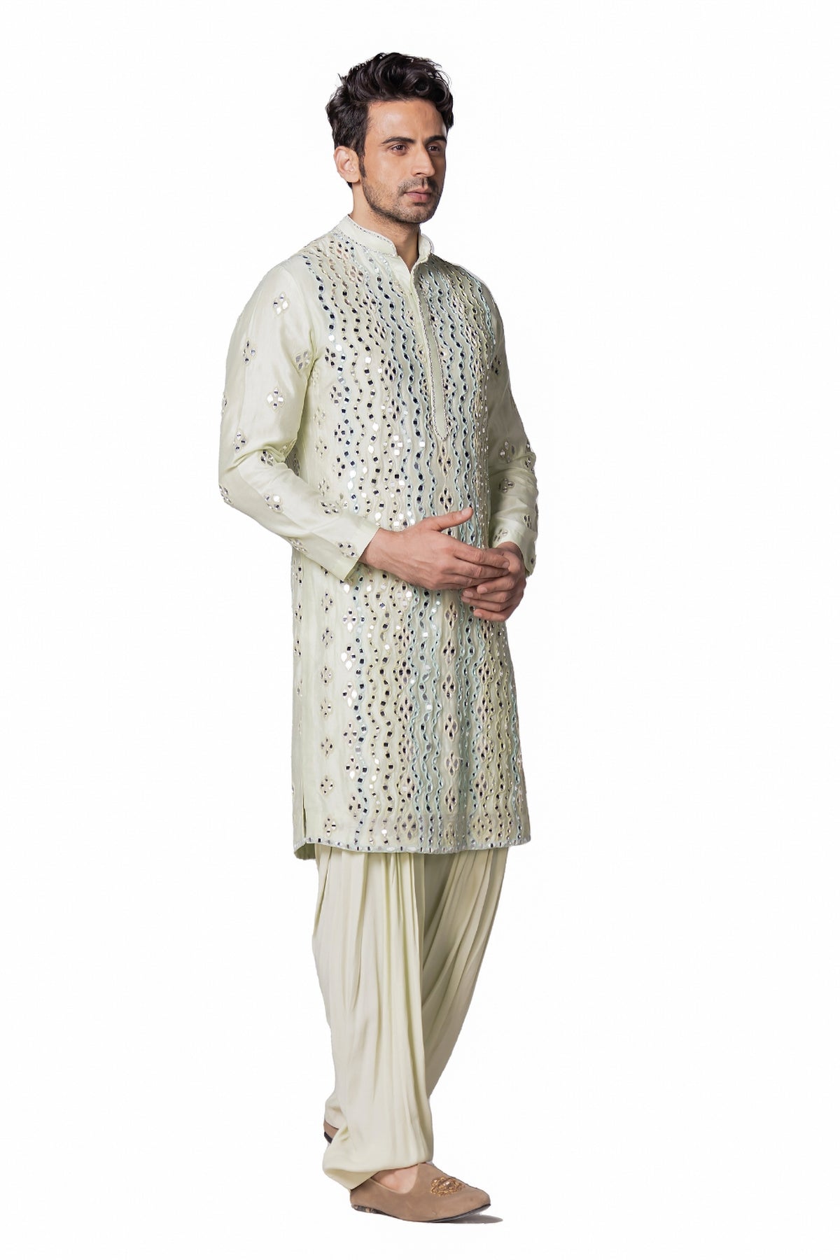 Mint green with pastel shades kurta