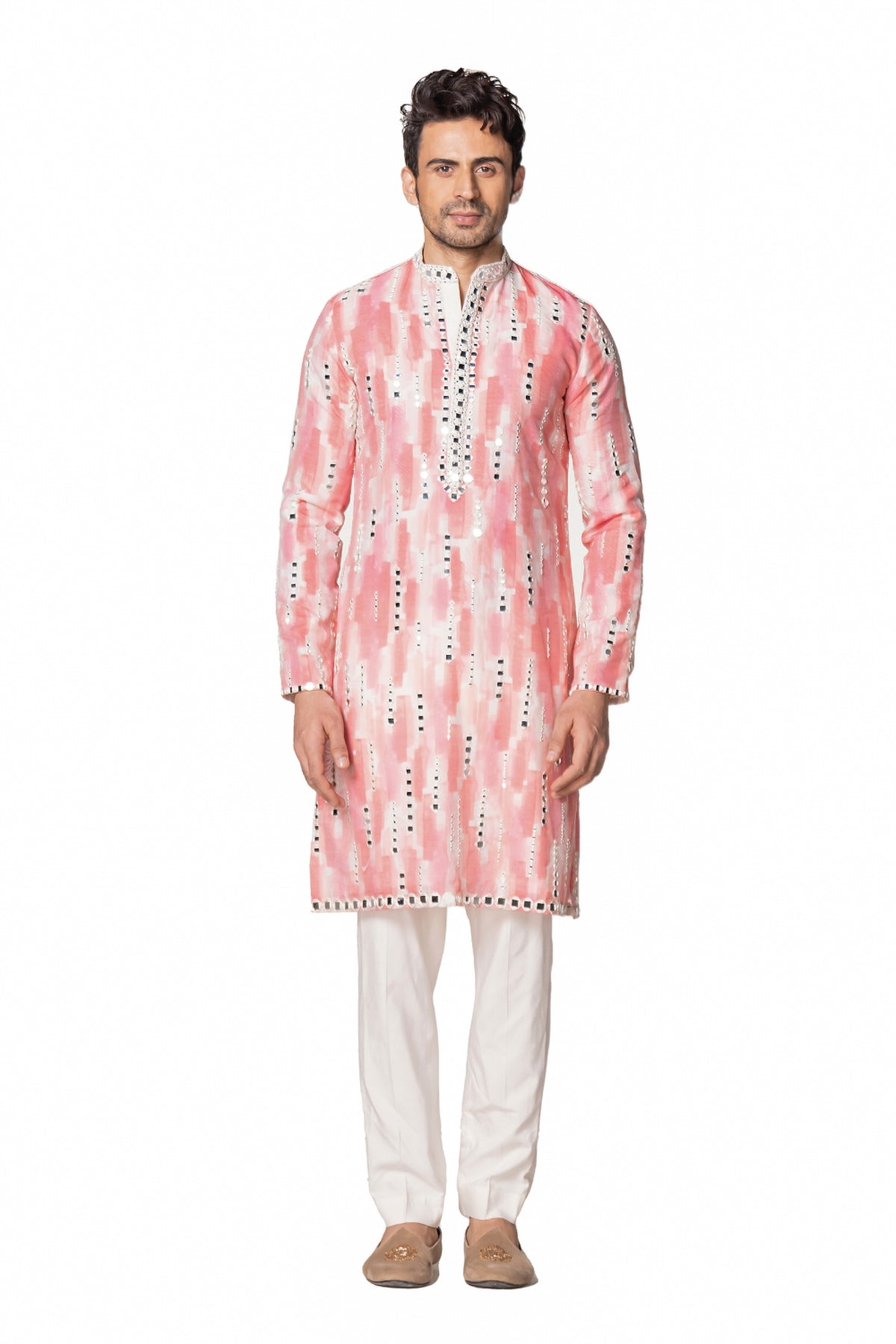 Printed pink multicolor kurta