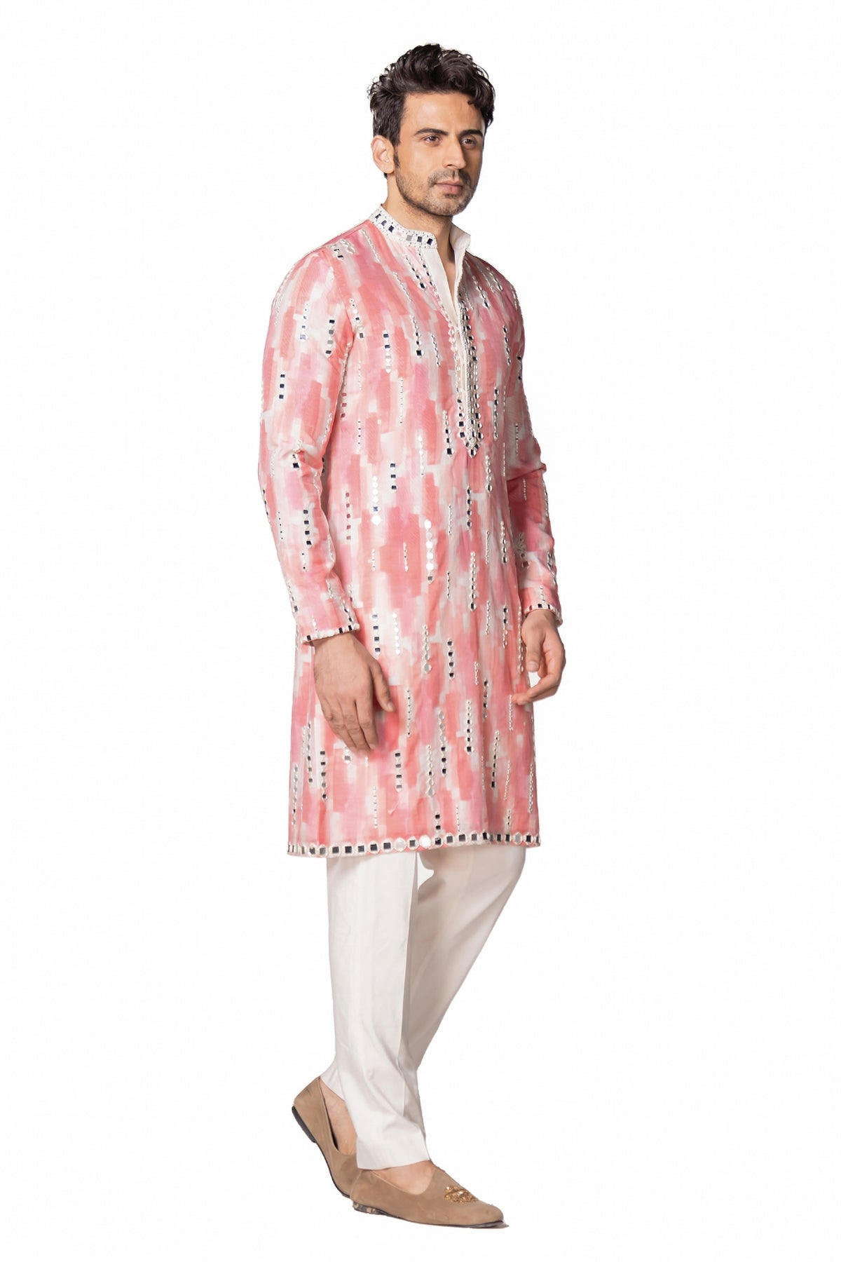 Printed pink multicolor kurta