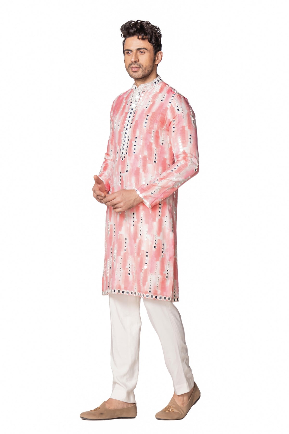 Printed pink multicolor kurta