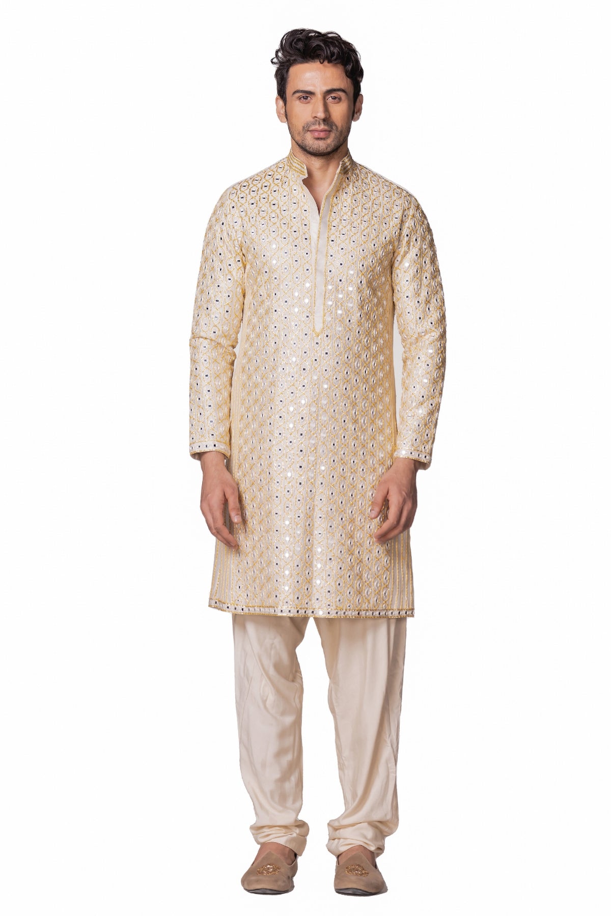 Ivory & yellow kurta