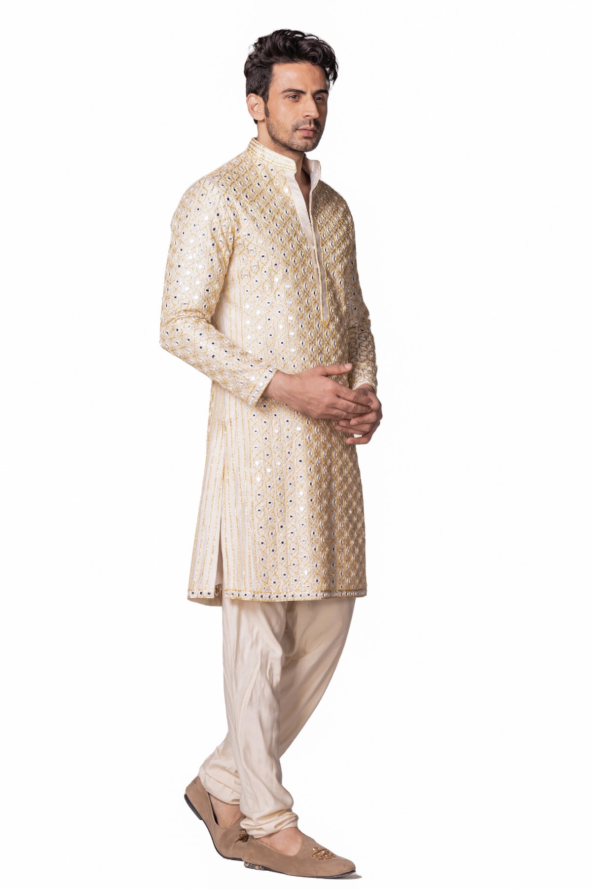 Ivory & yellow kurta