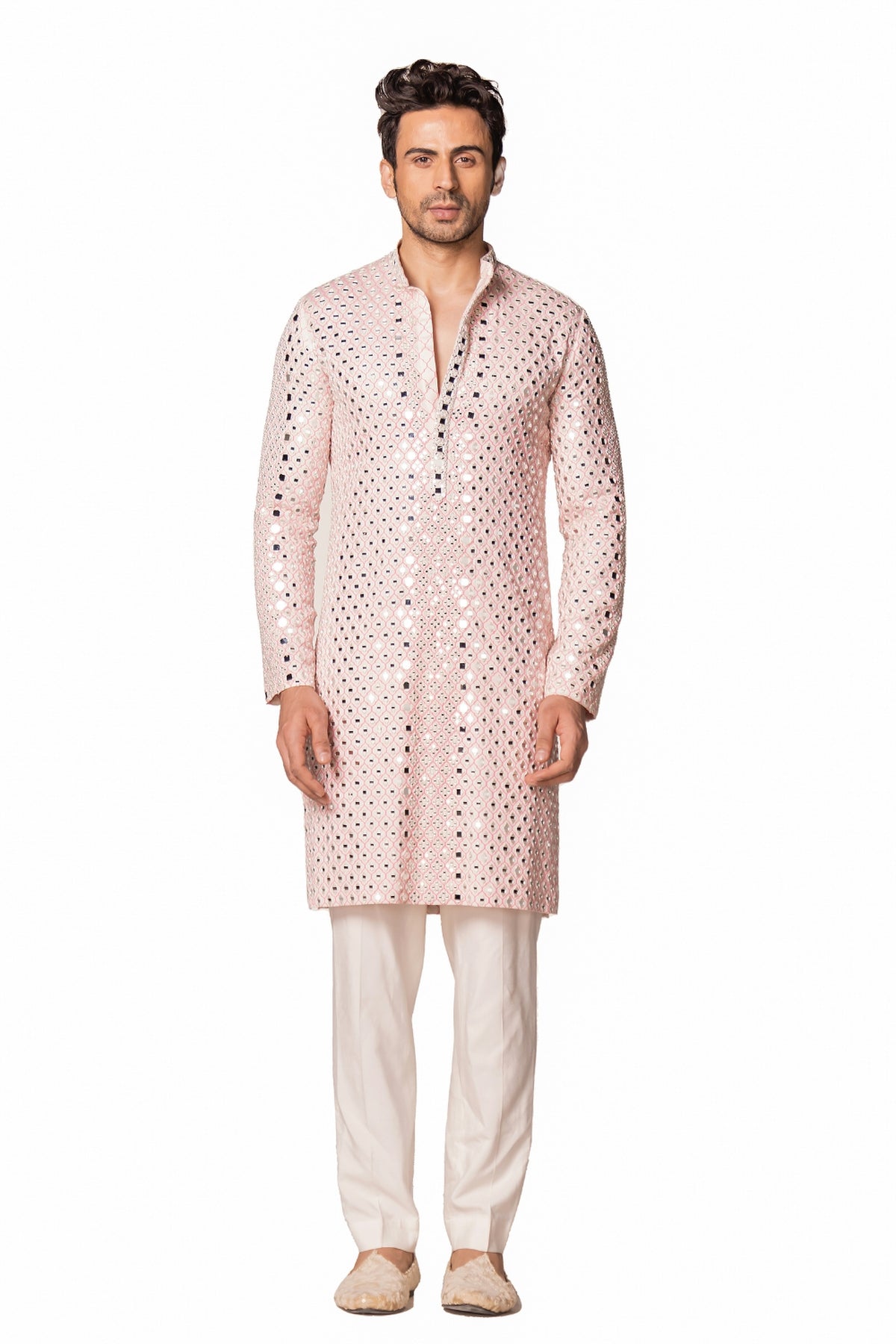 Ivory & pink kurta